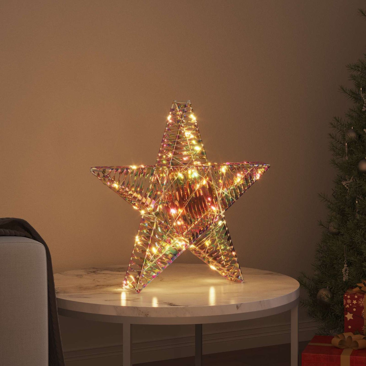 3D Stjerne med 50 LED'er Varm hvid 55 x 52,5 x 9 cm PET