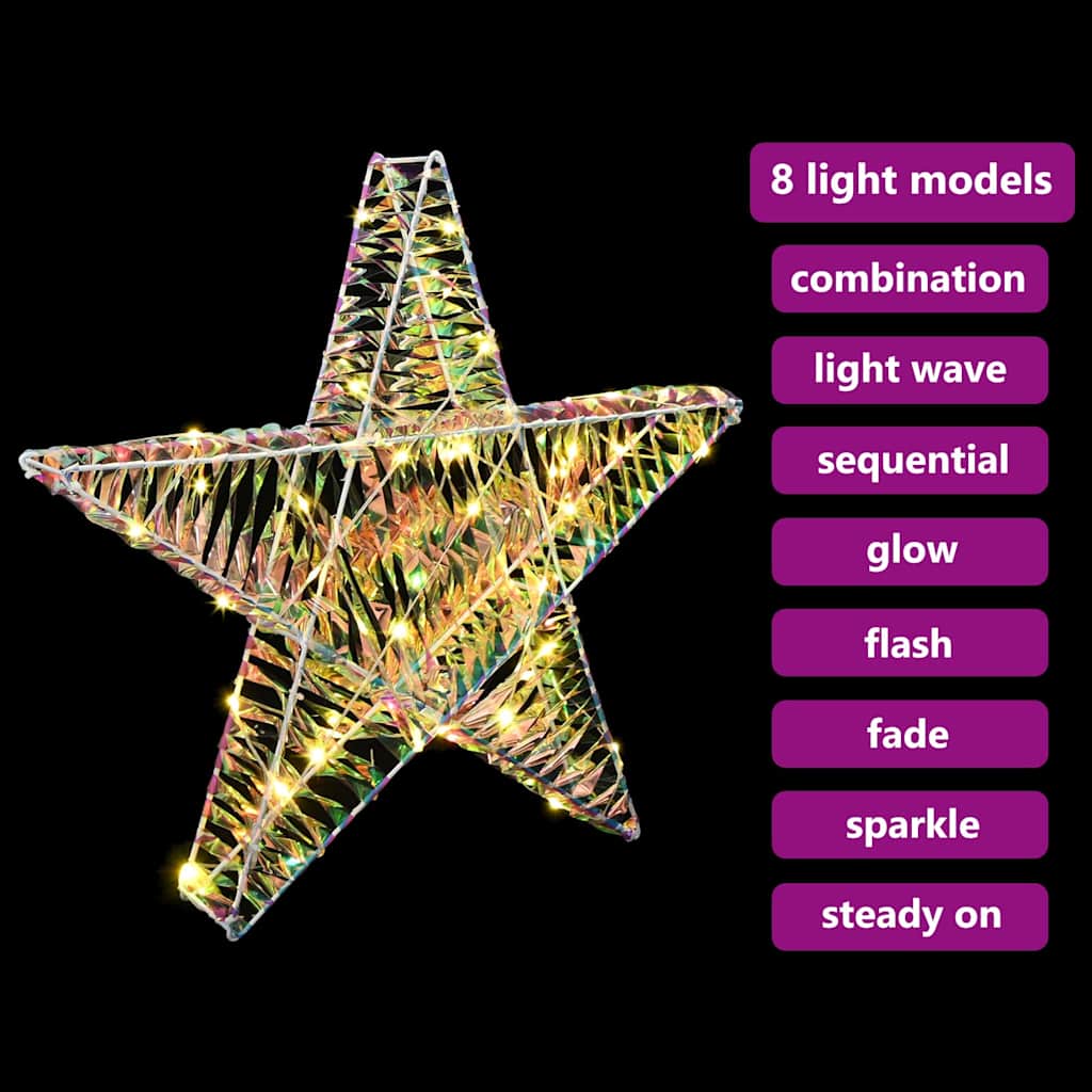 3D Stjerne med 50 LED'er Varm hvid 55 x 52,5 x 9 cm PET