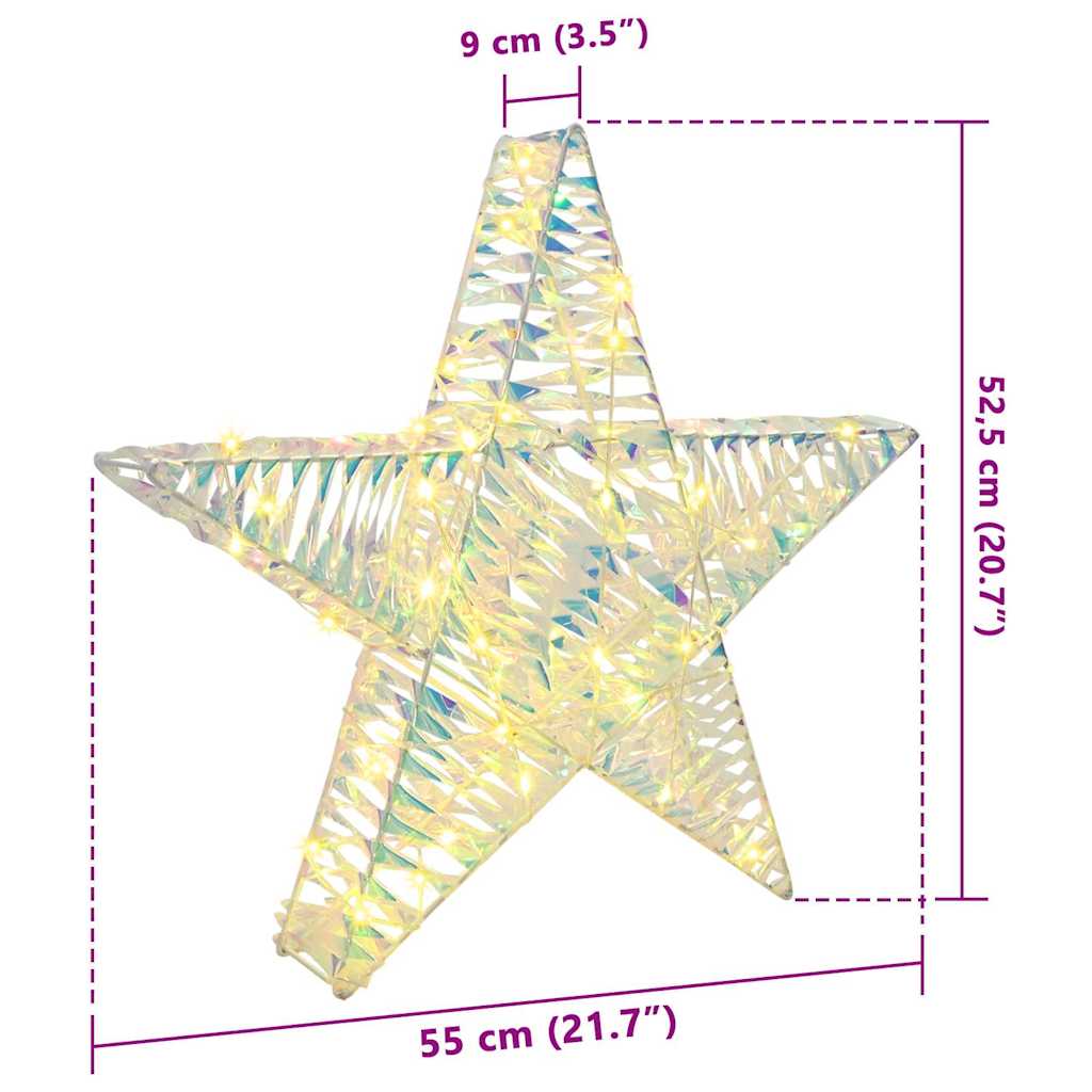 3D Stjerne med 50 LED'er Varm hvid 55 x 52,5 x 9 cm PET