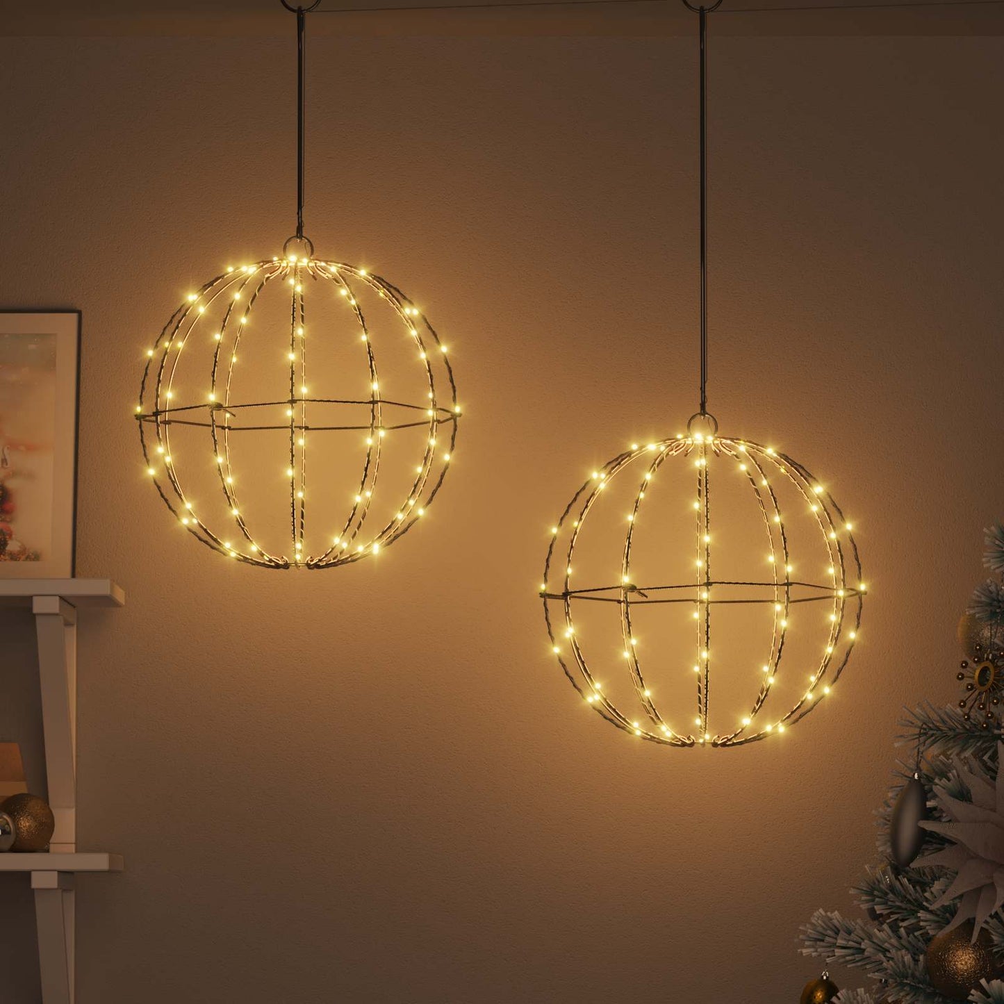 Bold med 192 LED'er 2 pcs Varm hvid 30 x 30 x 32 cm Metal