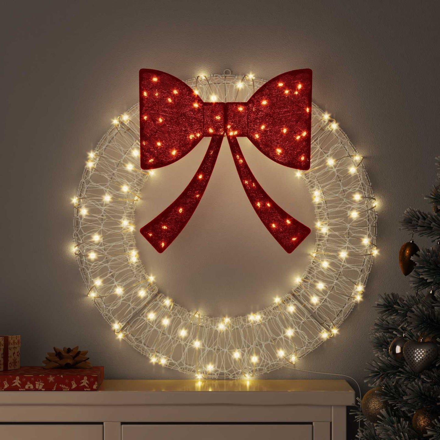 Krans med 60 LED'er Varm hvid 76 x 76 x 8,5 cm Akryl
