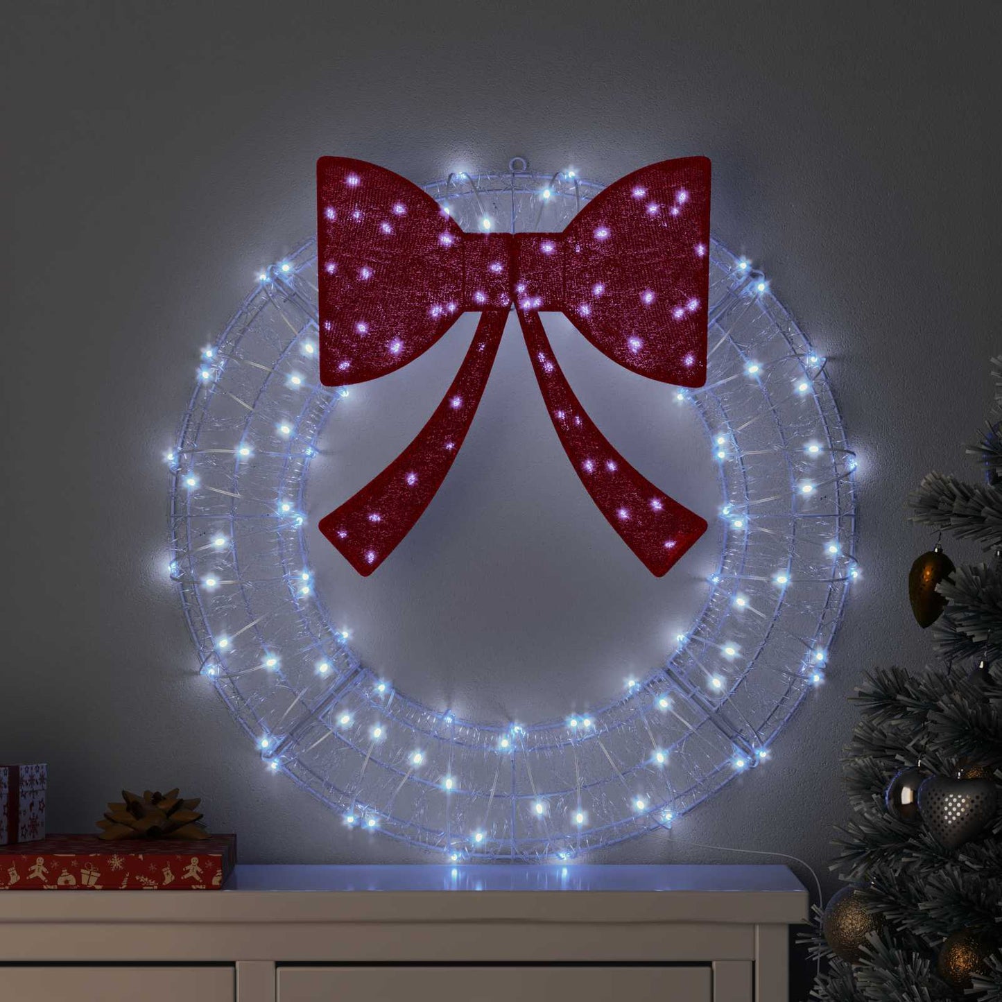 Krans med 60 LED'er Kold hvid 76 x 76 x 8,5 cm Akryl