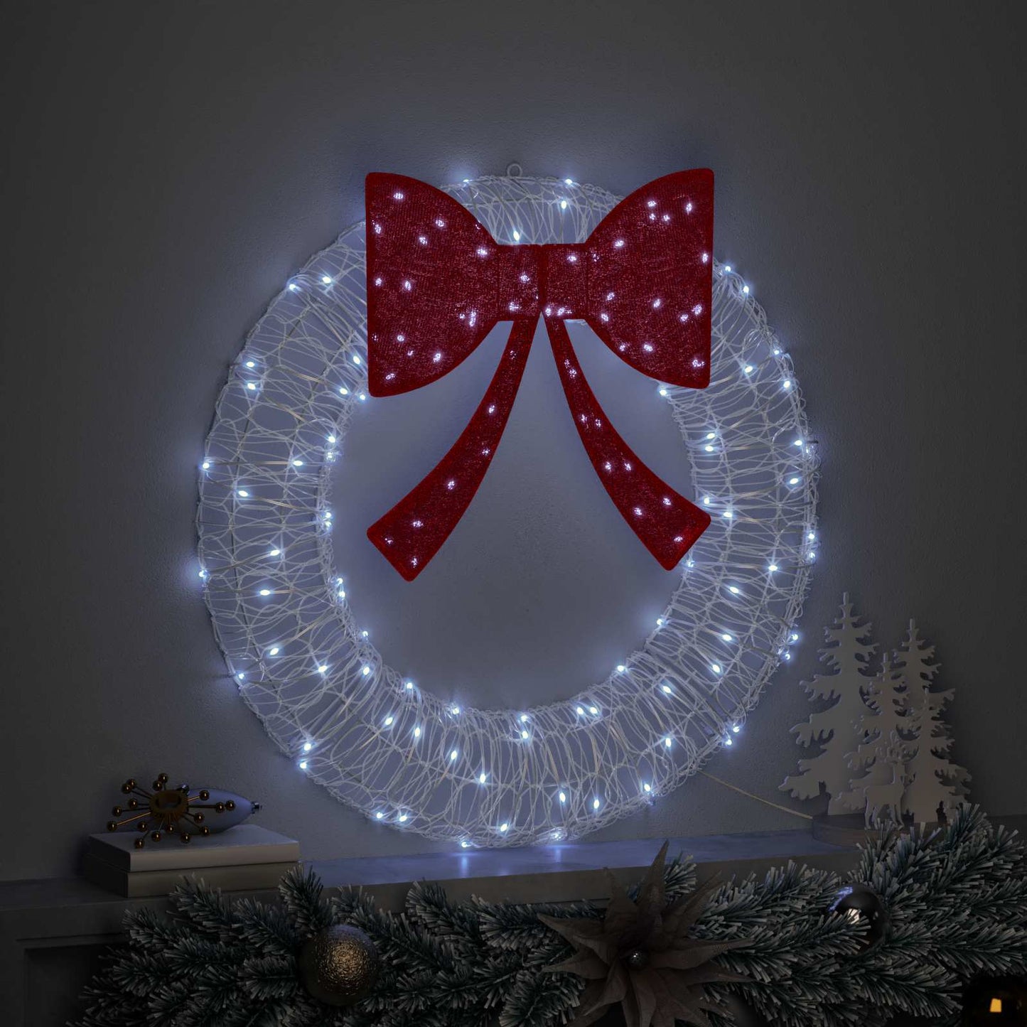 Krans med 60 LED'er Kold hvid 76 x 76 x 8,5 cm Akryl