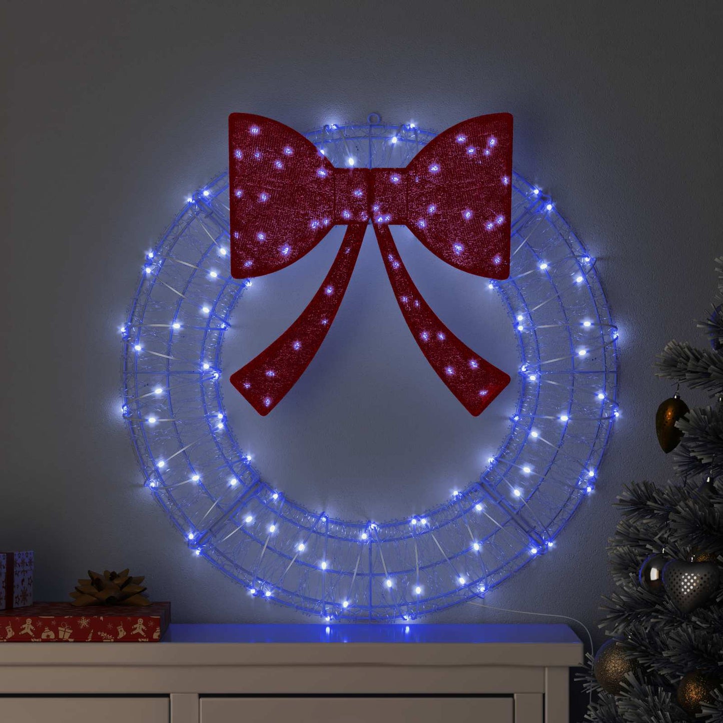 Krans med 60 LED'er Blå 76 x 76 x 8,5 cm Akryl