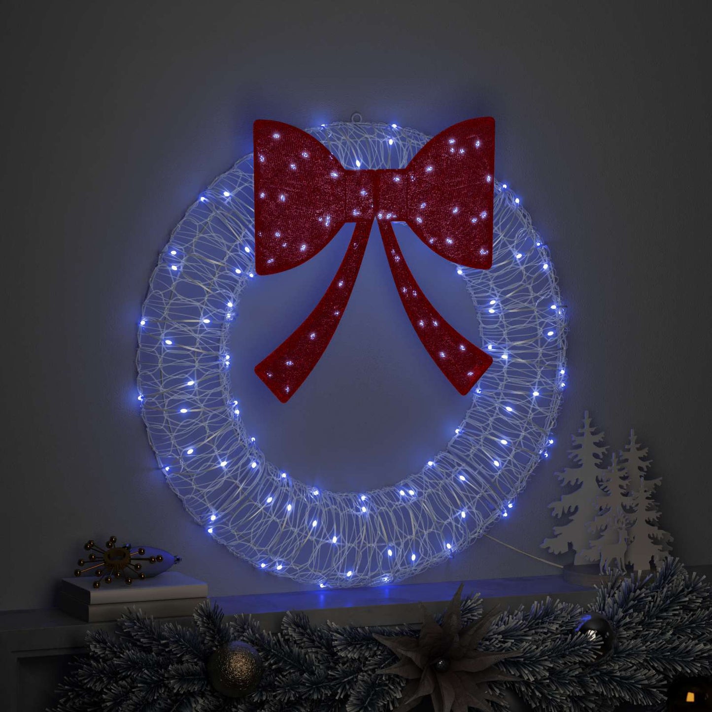 Krans med 60 LED'er Blå 76 x 76 x 8,5 cm Akryl