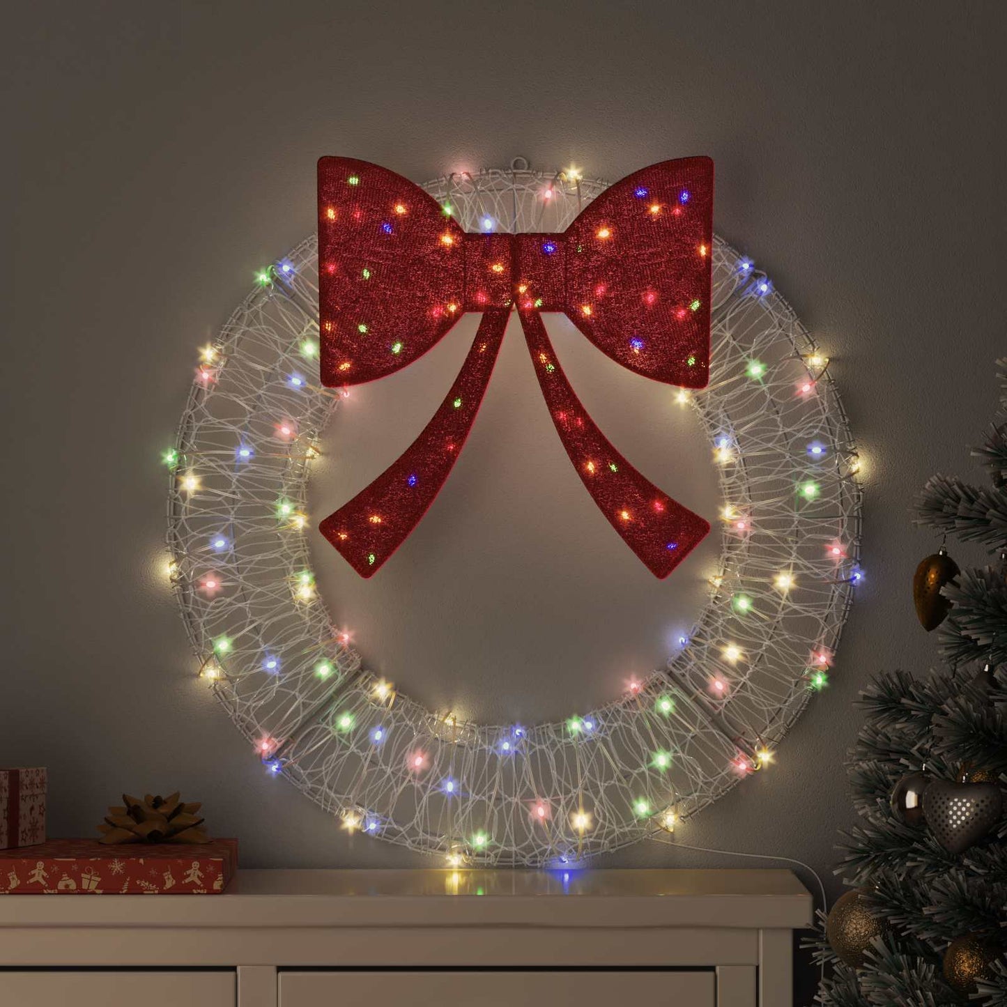 Krans med 60 LED'er Flerfarvet 76 x 76 x 8,5 cm Akryl