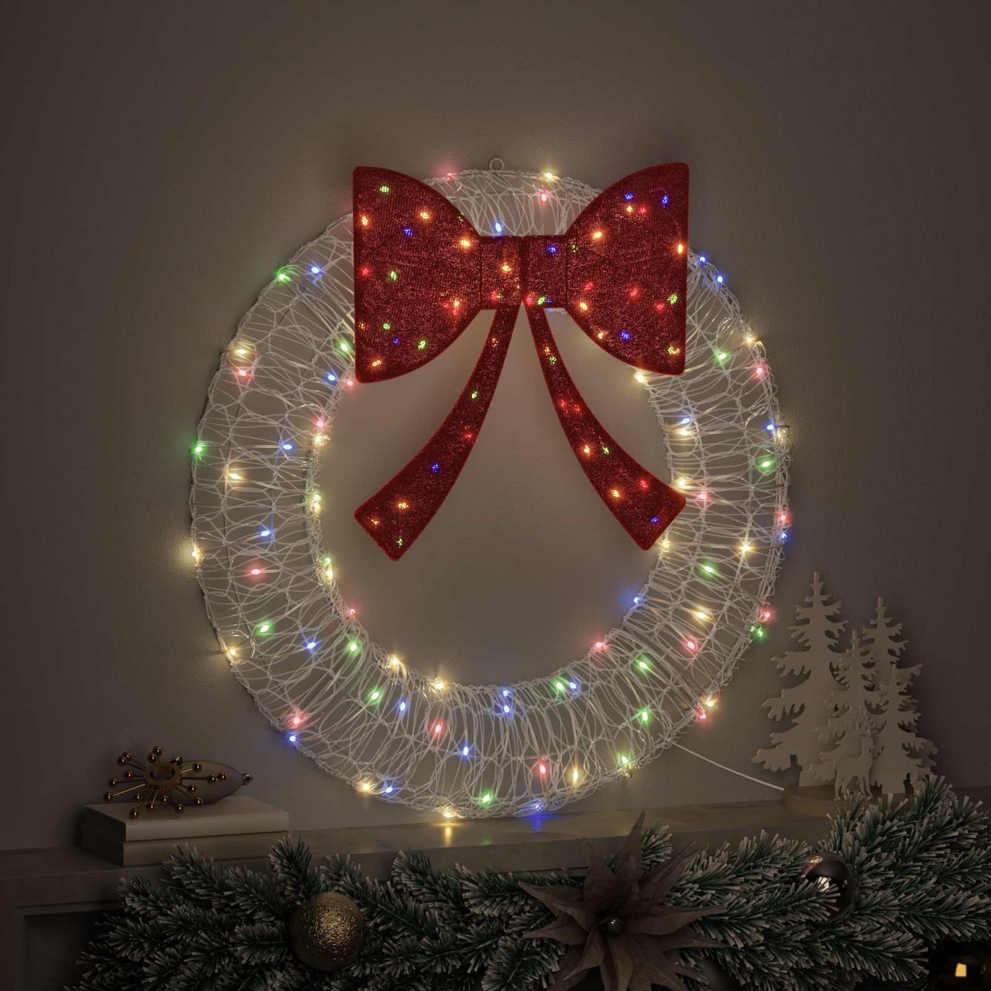 Krans med 60 LED'er Flerfarvet 76 x 76 x 8,5 cm Akryl