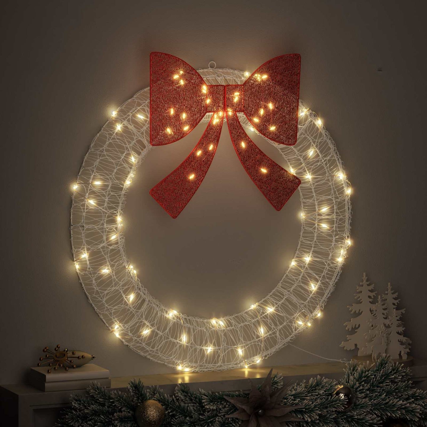 Krans med 80 LED'er Varm hvid 92 x 92 x 9,5 cm Akryl