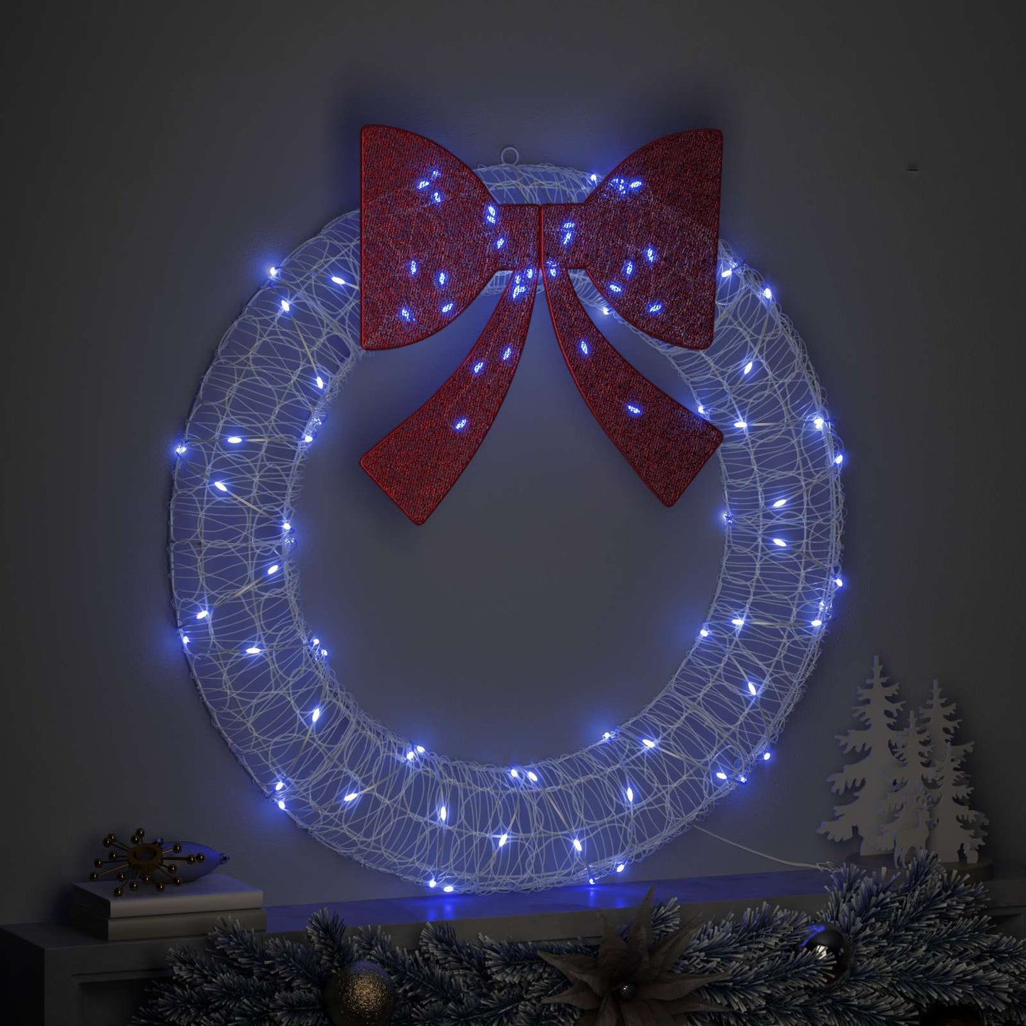 Krans med 80 LED'er Blå 92 x 92 x 9,5 cm Akryl