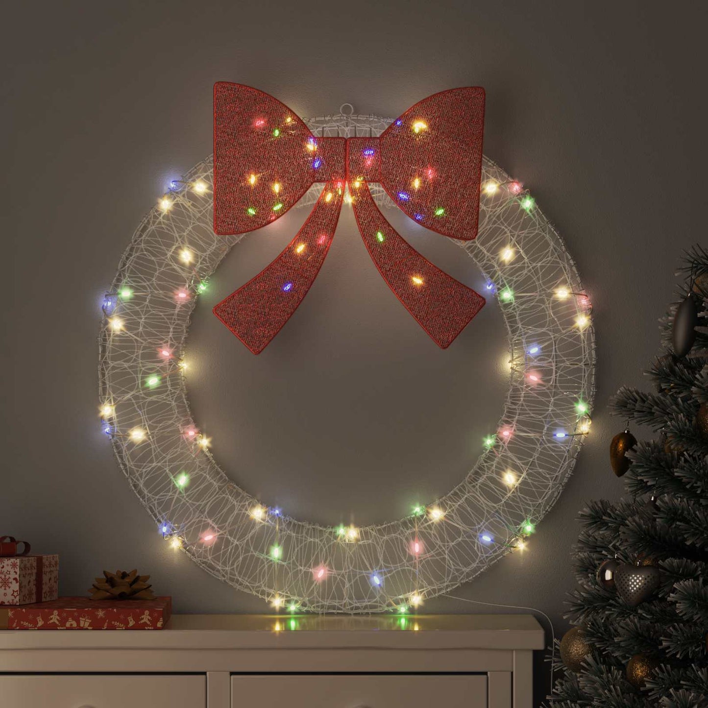 Krans med 80 LED'er Flerfarvet 92 x 92 x 9,5 cm Akryl