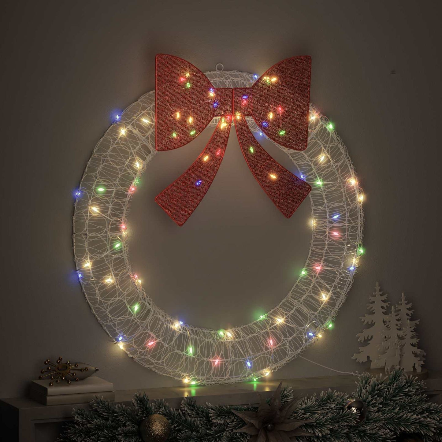 Krans med 80 LED'er Flerfarvet 92 x 92 x 9,5 cm Akryl