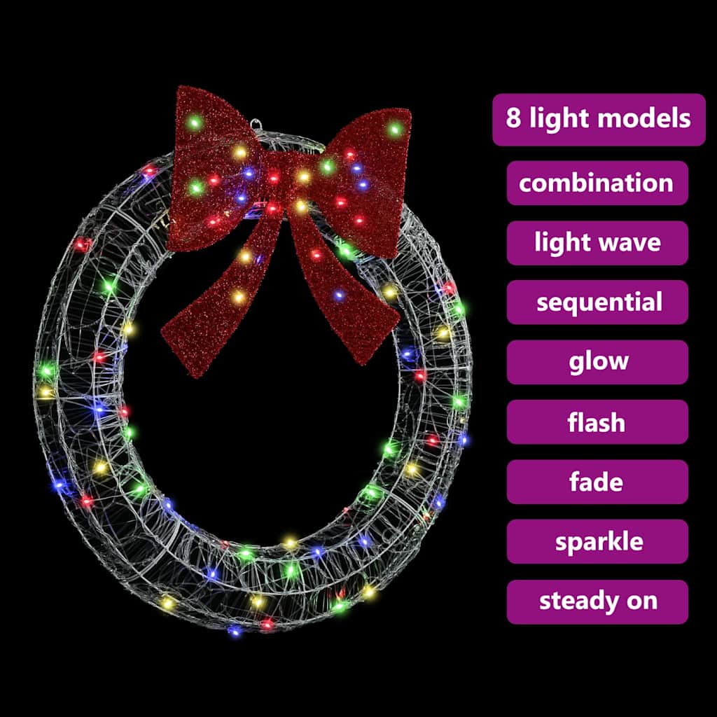 Krans med 80 LED'er Flerfarvet 92 x 92 x 9,5 cm Akryl