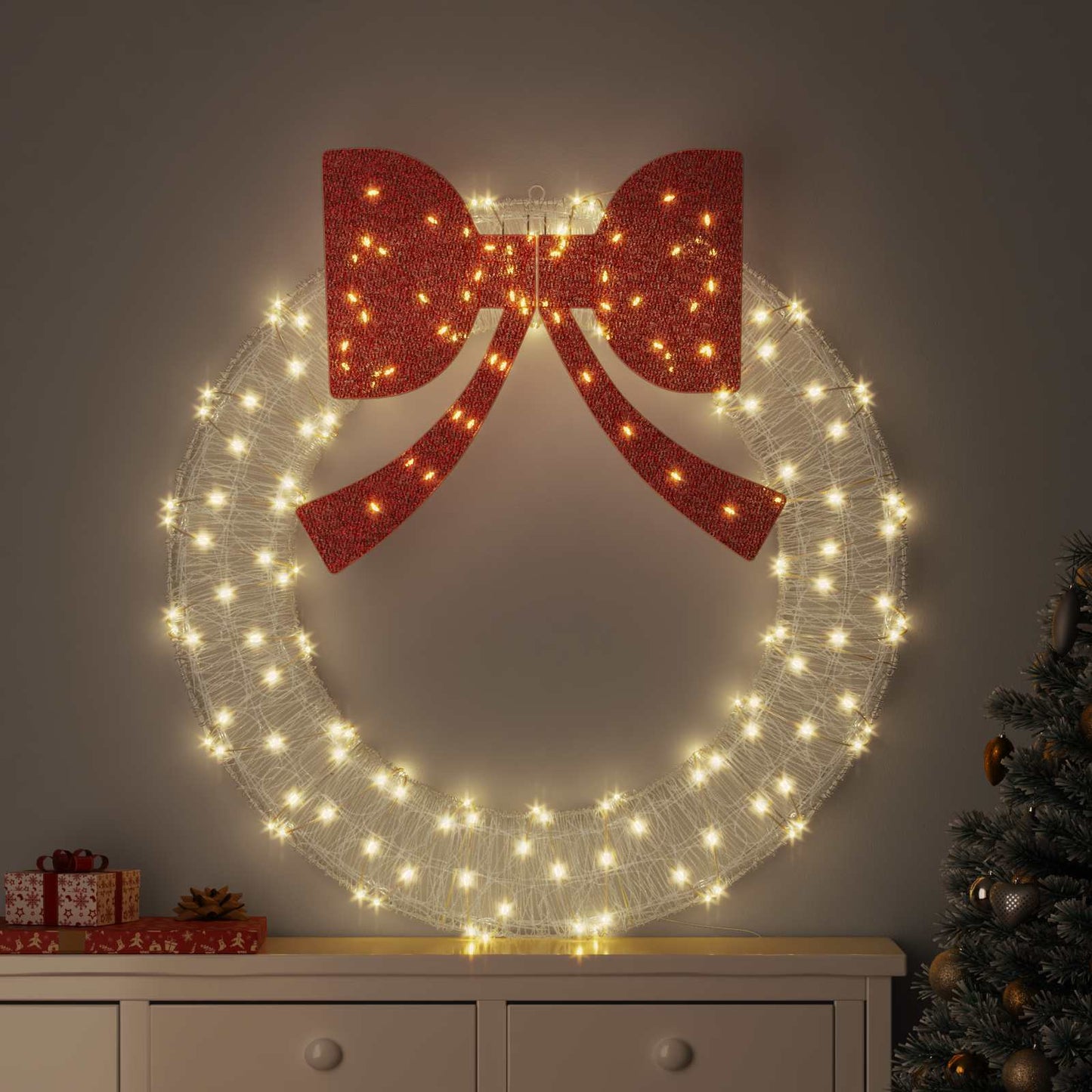 Krans med 150 LED'er Varm hvid 120 cm Akryl