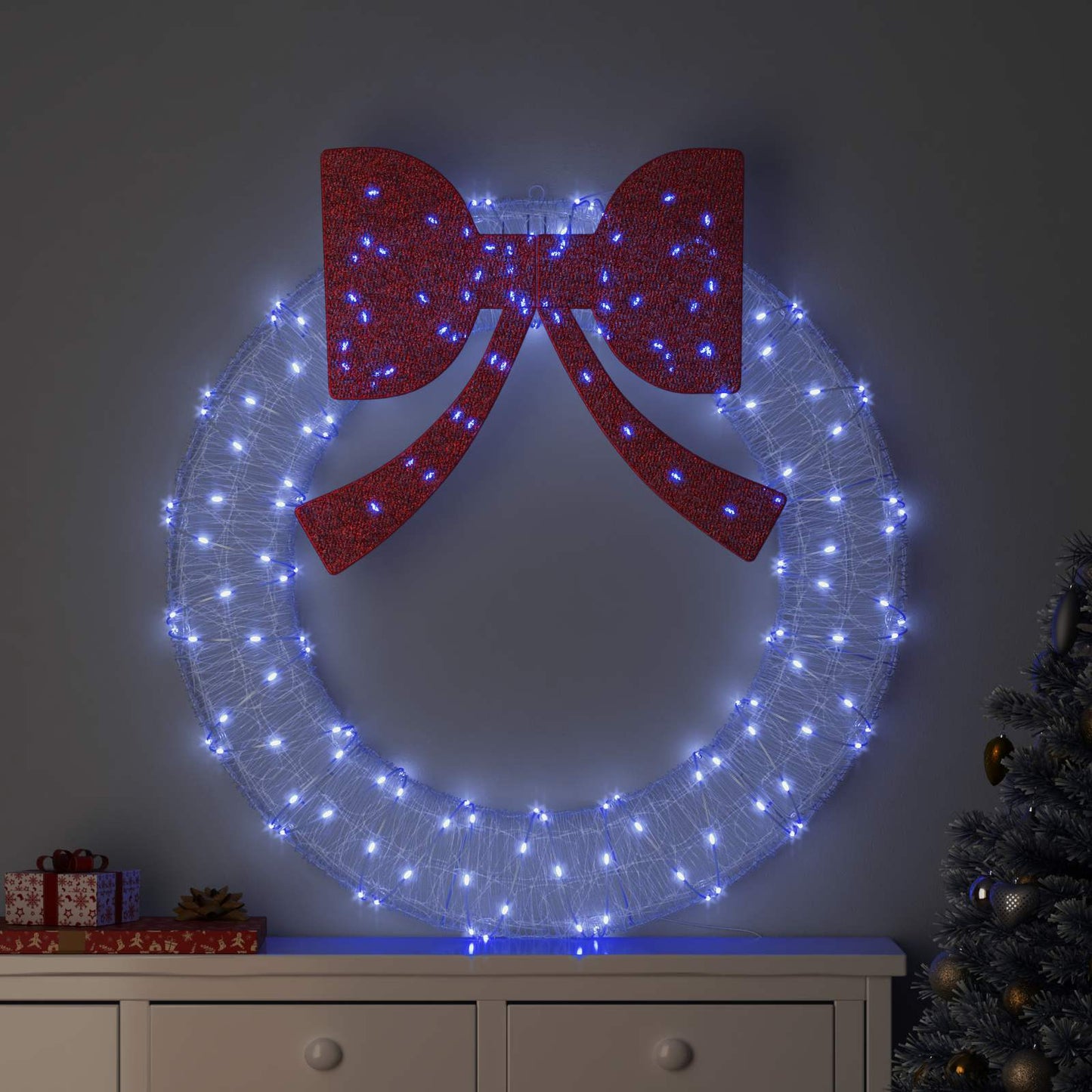 Krans med 150 LED'er Blå 120 cm Akryl