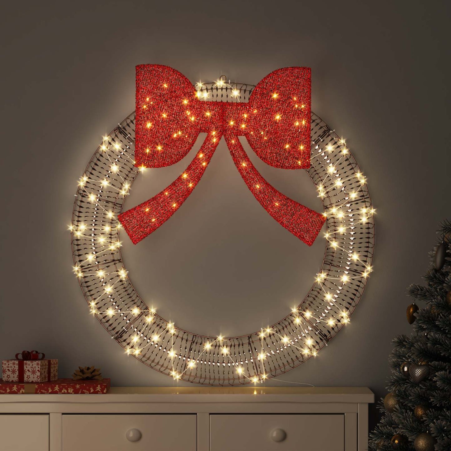 Krans med 80 LED'er Varm hvid 91 x 91 x 9 cm PET