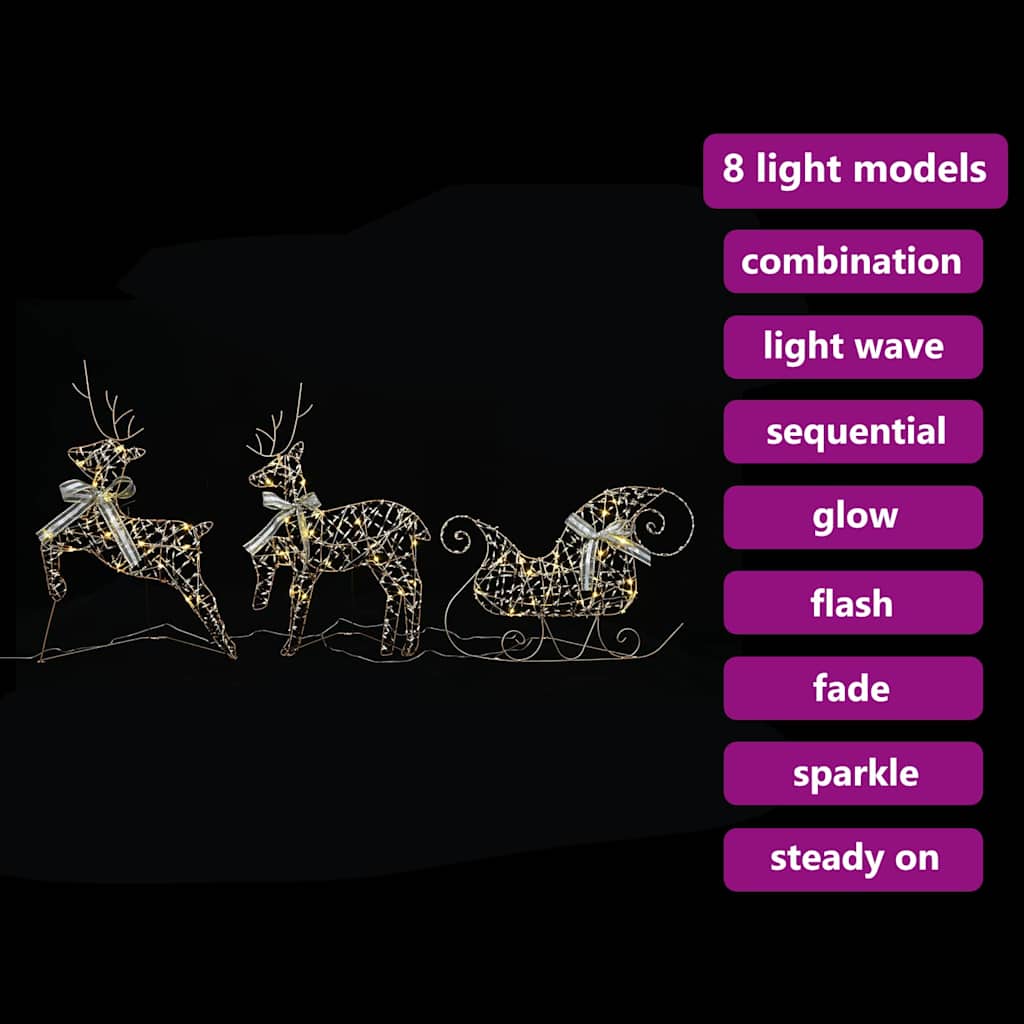 LED Rensdyr med 60 LED'er 3 pcs Varm hvid PET