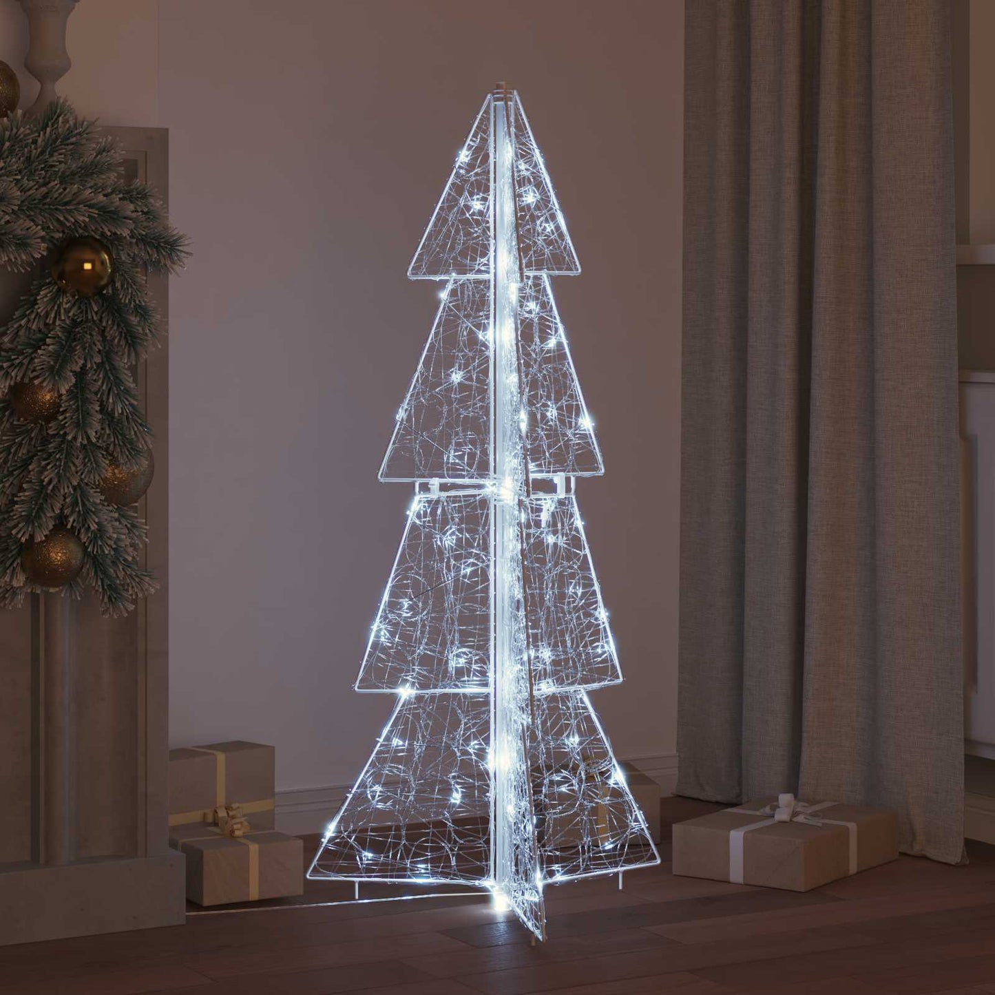Juletræ med 100 LED'er Kold Hvid 120 cm Akryl