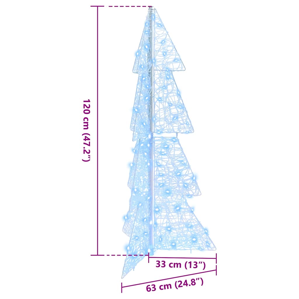 Juletræ med 100 LED'er Kold Hvid 120 cm Akryl