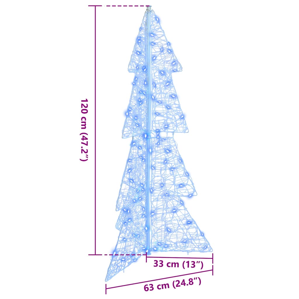 Juletræ med 100 LED'er Blå 120 cm Akryl