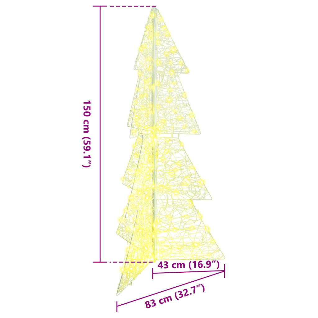 Juletræ med 160 LED'er Varm hvid 150 cm Akryl