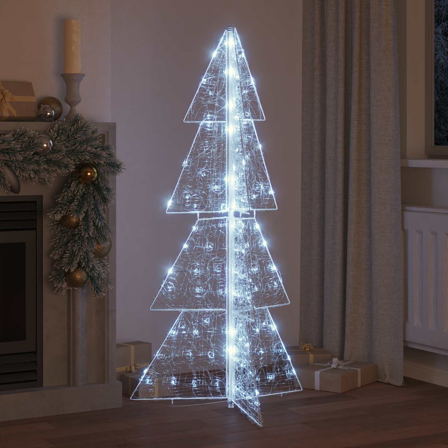 Juletræ med 160 LED'er Kold Hvid 150 cm Akryl