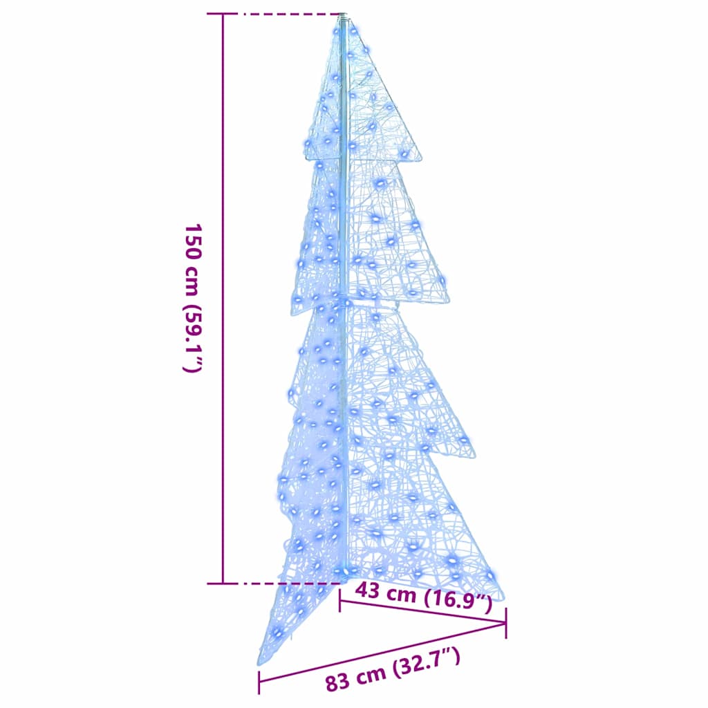Juletræ med 160 LED'er Blå 150 cm Akryl