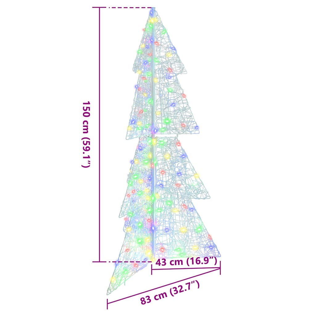 Juletræ med 160 LED'er Flerfarvet 150 cm Akryl