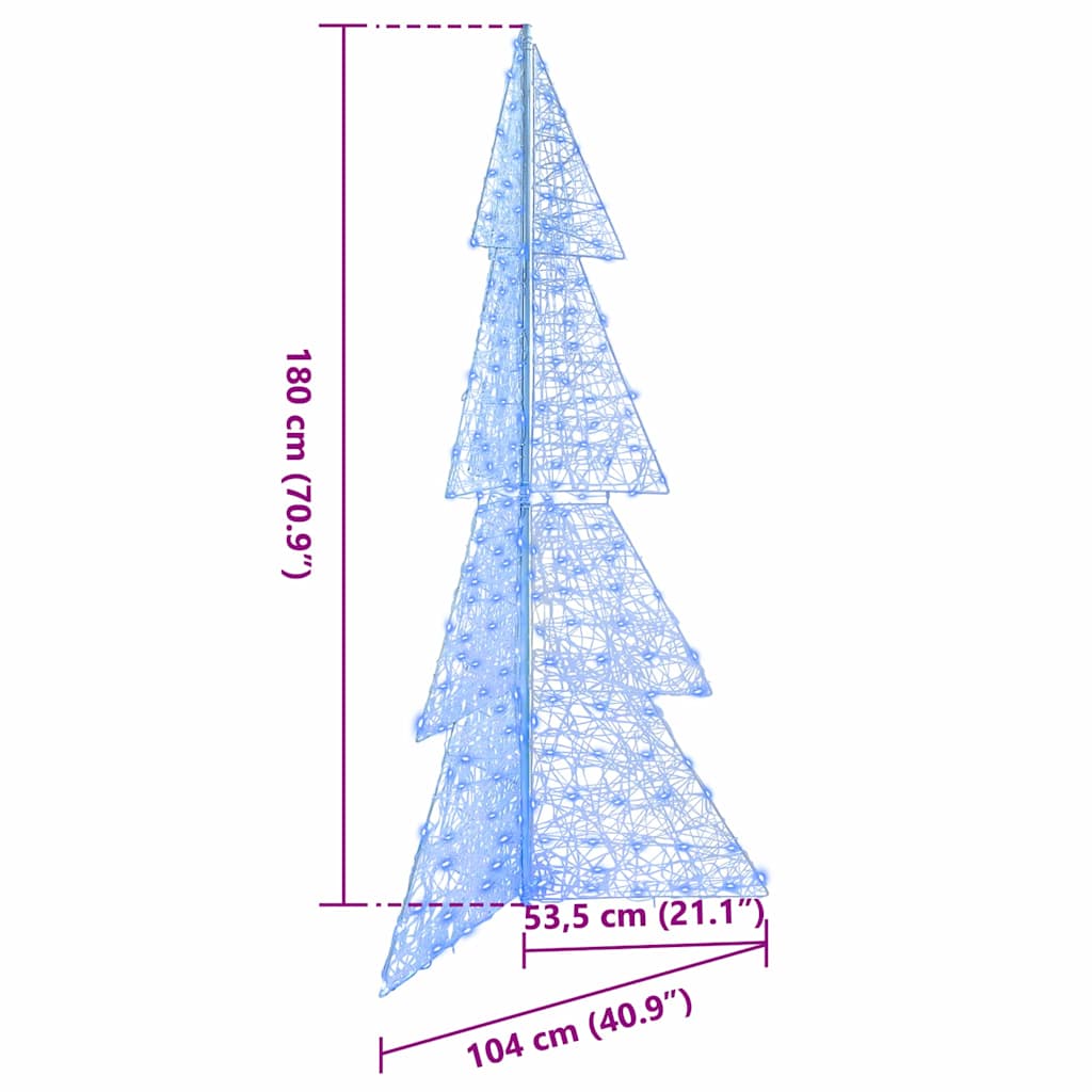 Juletræ med 240 LED'er Blå 180 cm Akryl