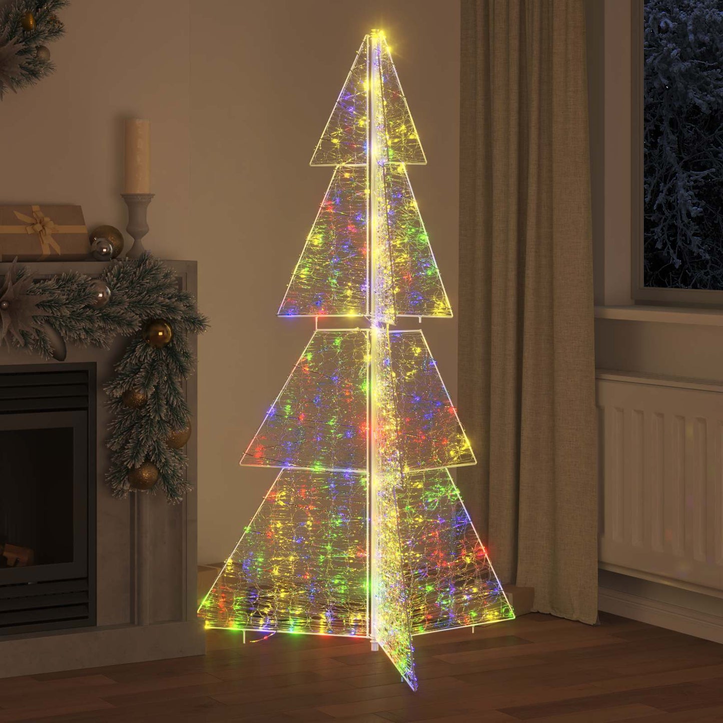 Juletræ med 240 LED'er Flerfarvet 180 cm Akryl