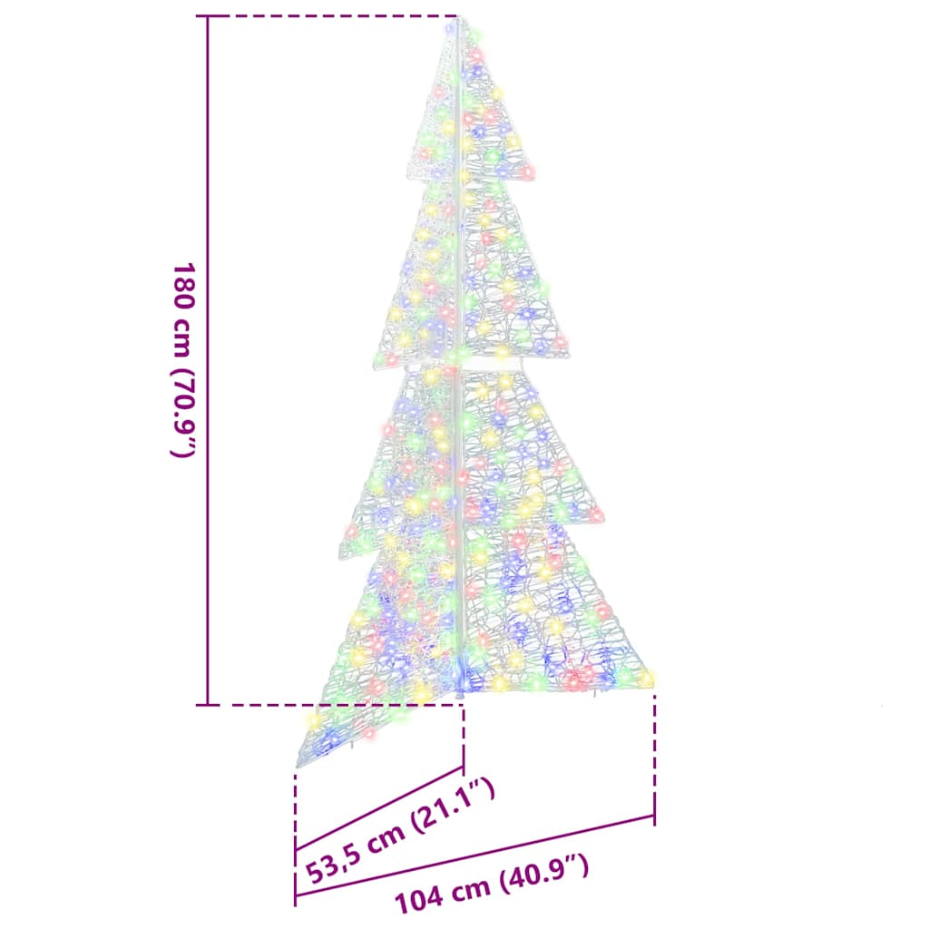 Juletræ med 240 LED'er Flerfarvet 180 cm Akryl