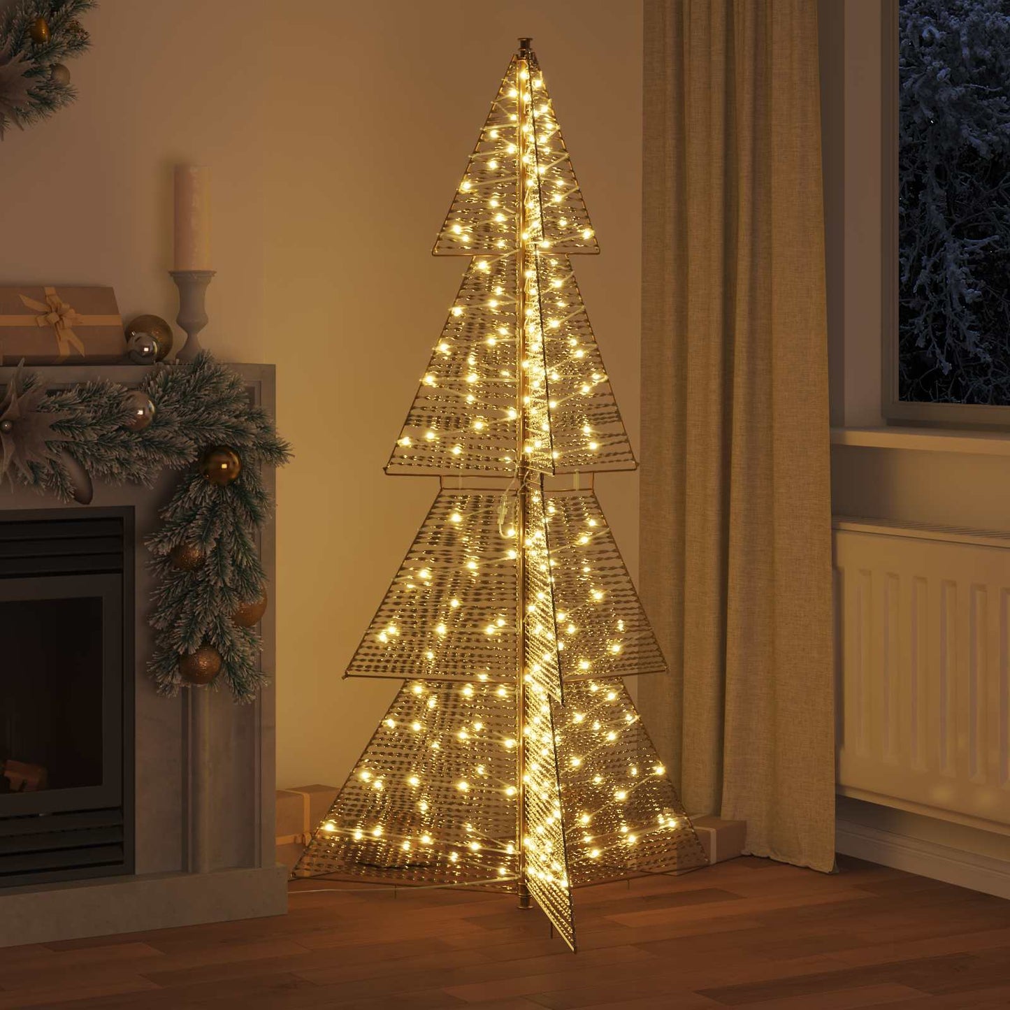 Juletræ med 240 LED'er Varm hvid 180 cm PET