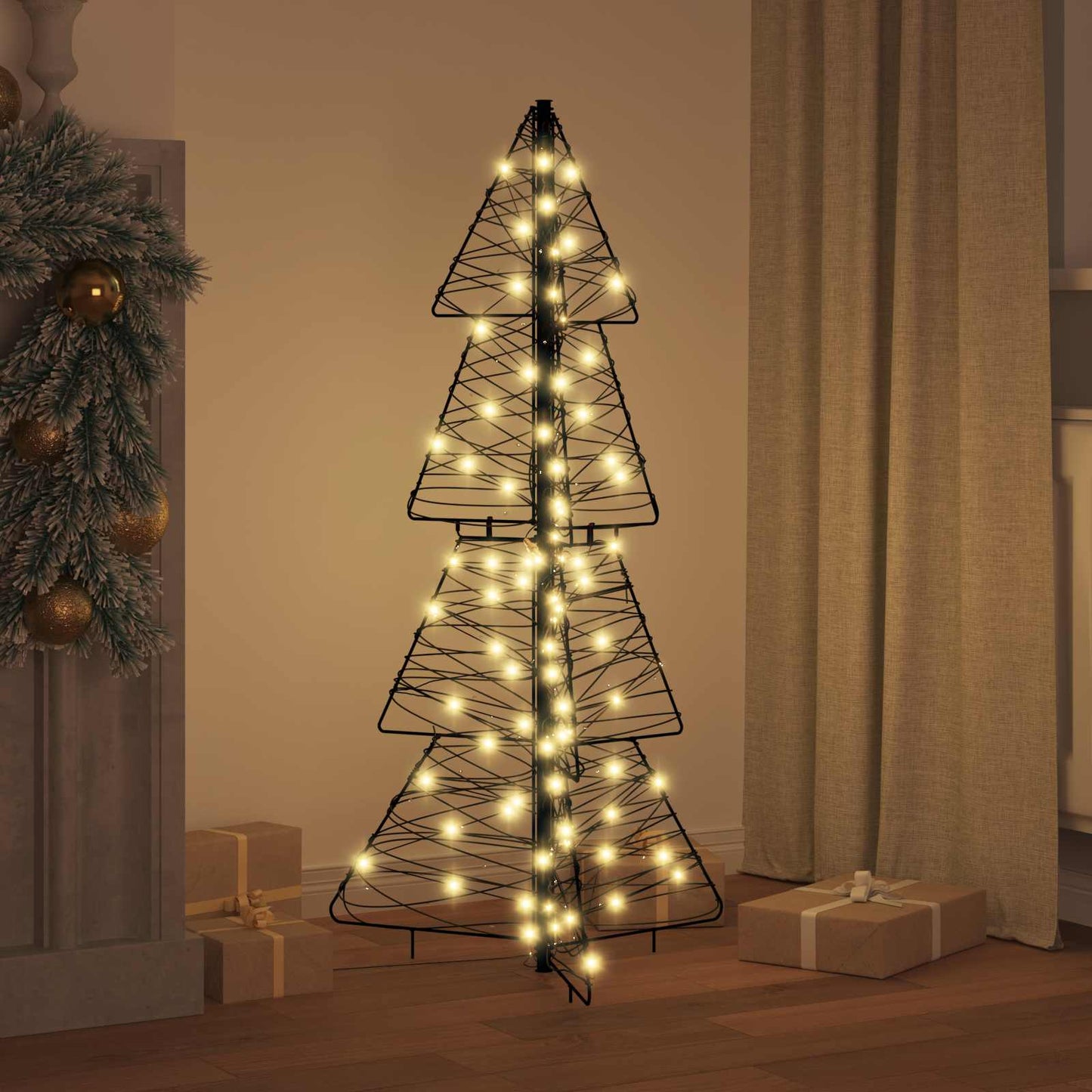 Juletræ med 100 LED'er Varm hvid 120 cm Rattan