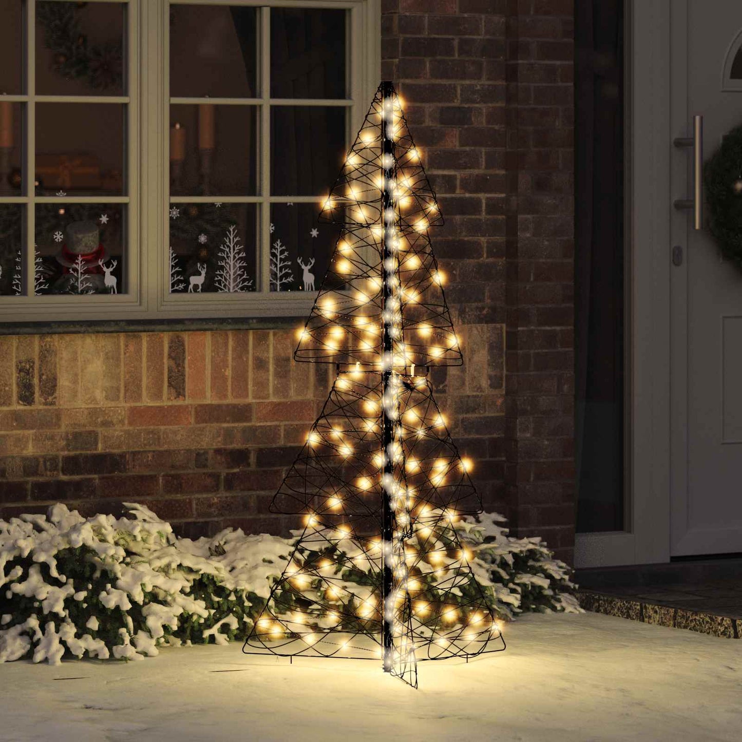 Juletræ med 160 LED'er Varm hvid 150 cm Rattan