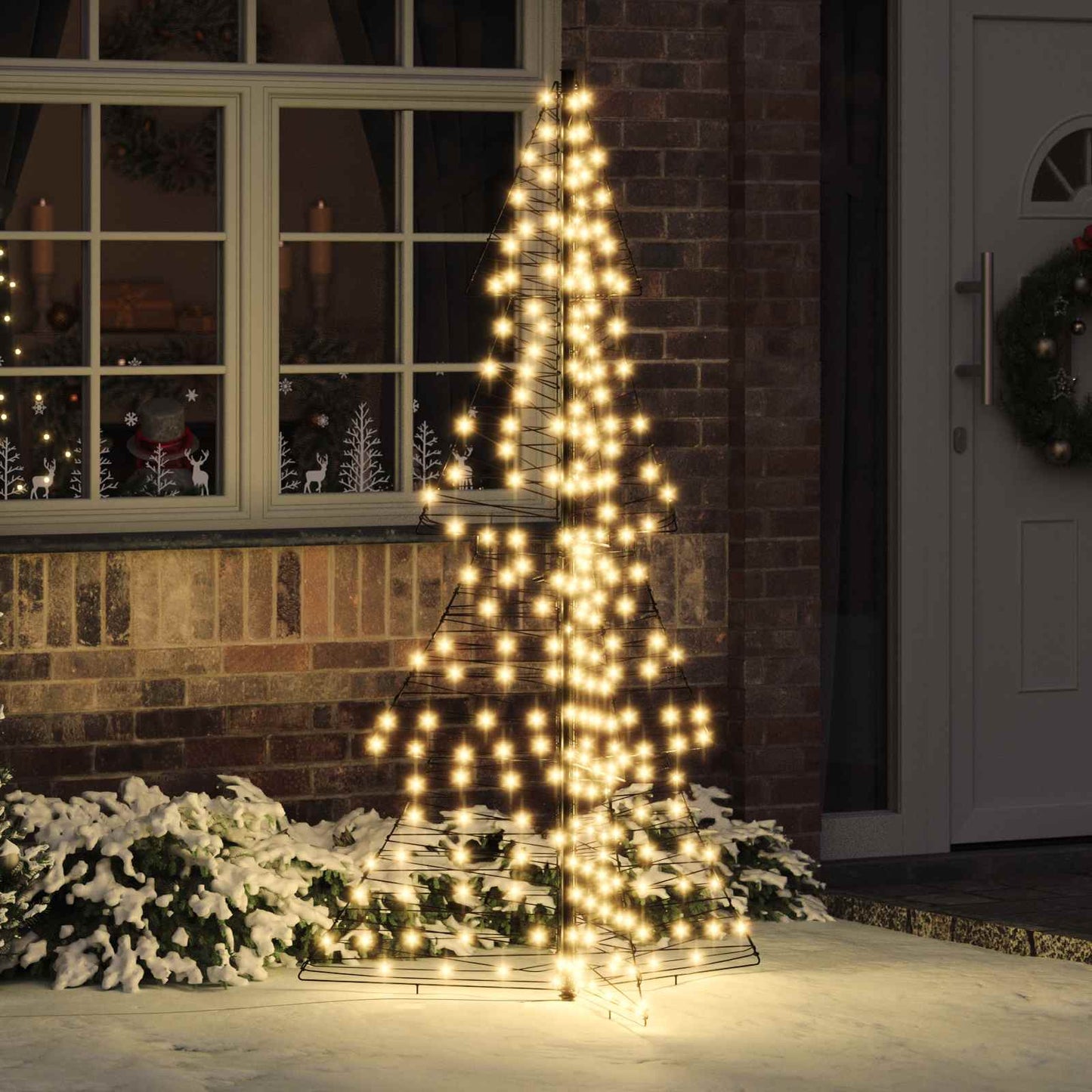 Juletræ med 240 LED'er Varm hvid 180 cm Rattan