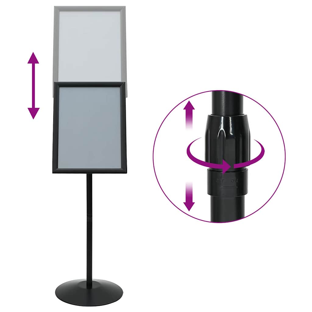 Pedestal Plakatstand Sølv a3 PVC og Stål