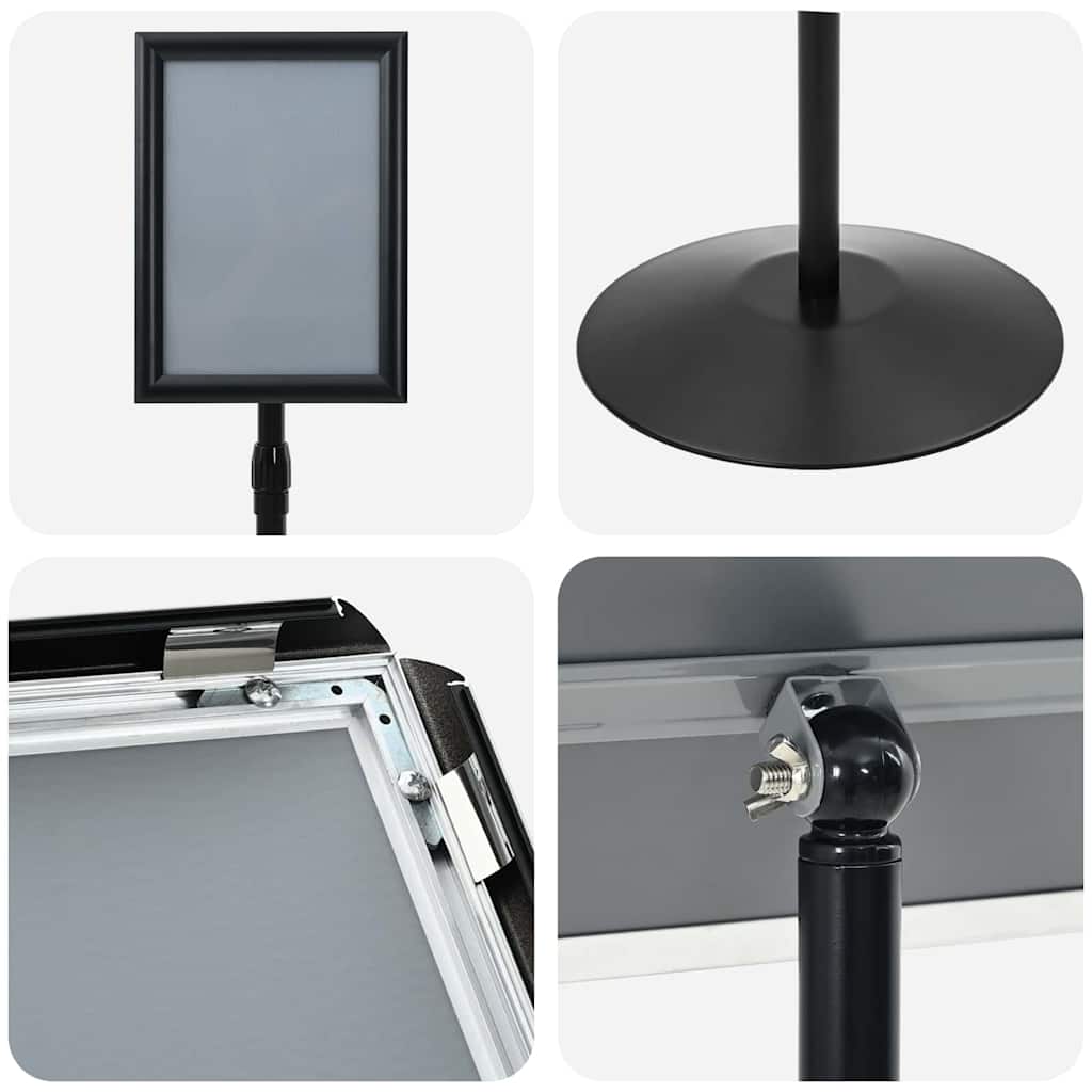 Pedestal Plakatstand Sølv a4 PVC og Stål
