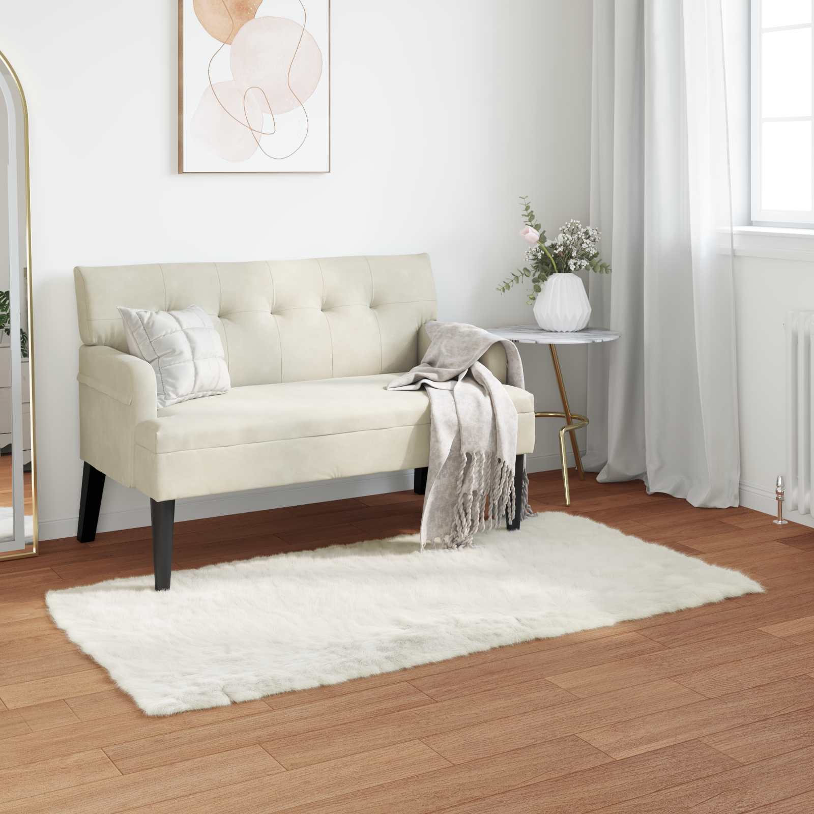 Fuskobbel lammeskindstæppe TAFALLA Hvid 60 x 110 cm Polyester billede
