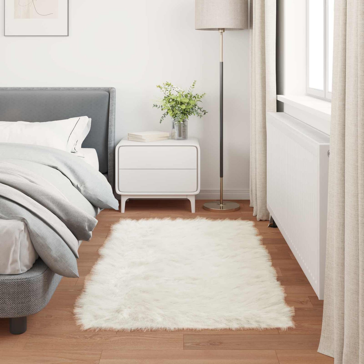 Fuskobbel lammeskindstæppe TAFALLA Hvid 80 x 150 cm Polyester