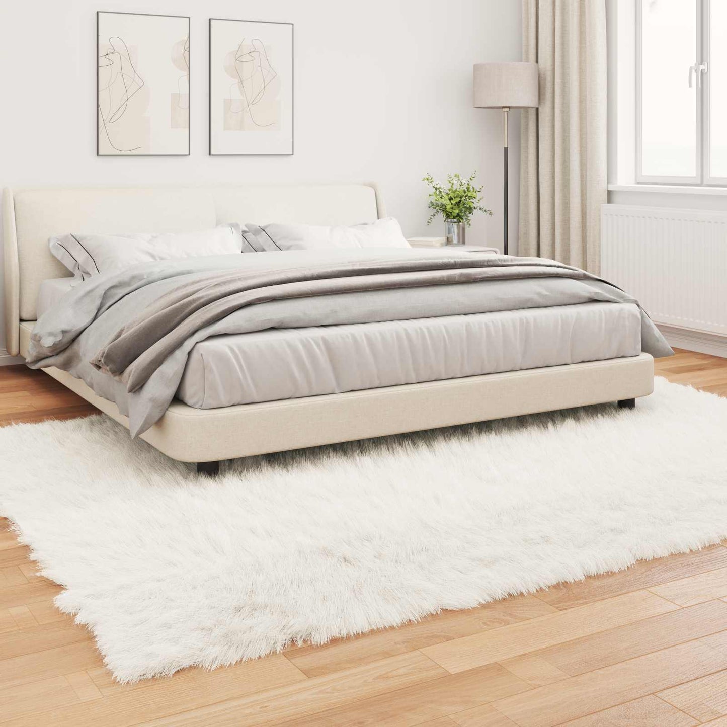 Fuskobbel lammeskindstæppe TAFALLA Hvid 200 x 280 cm Polyester