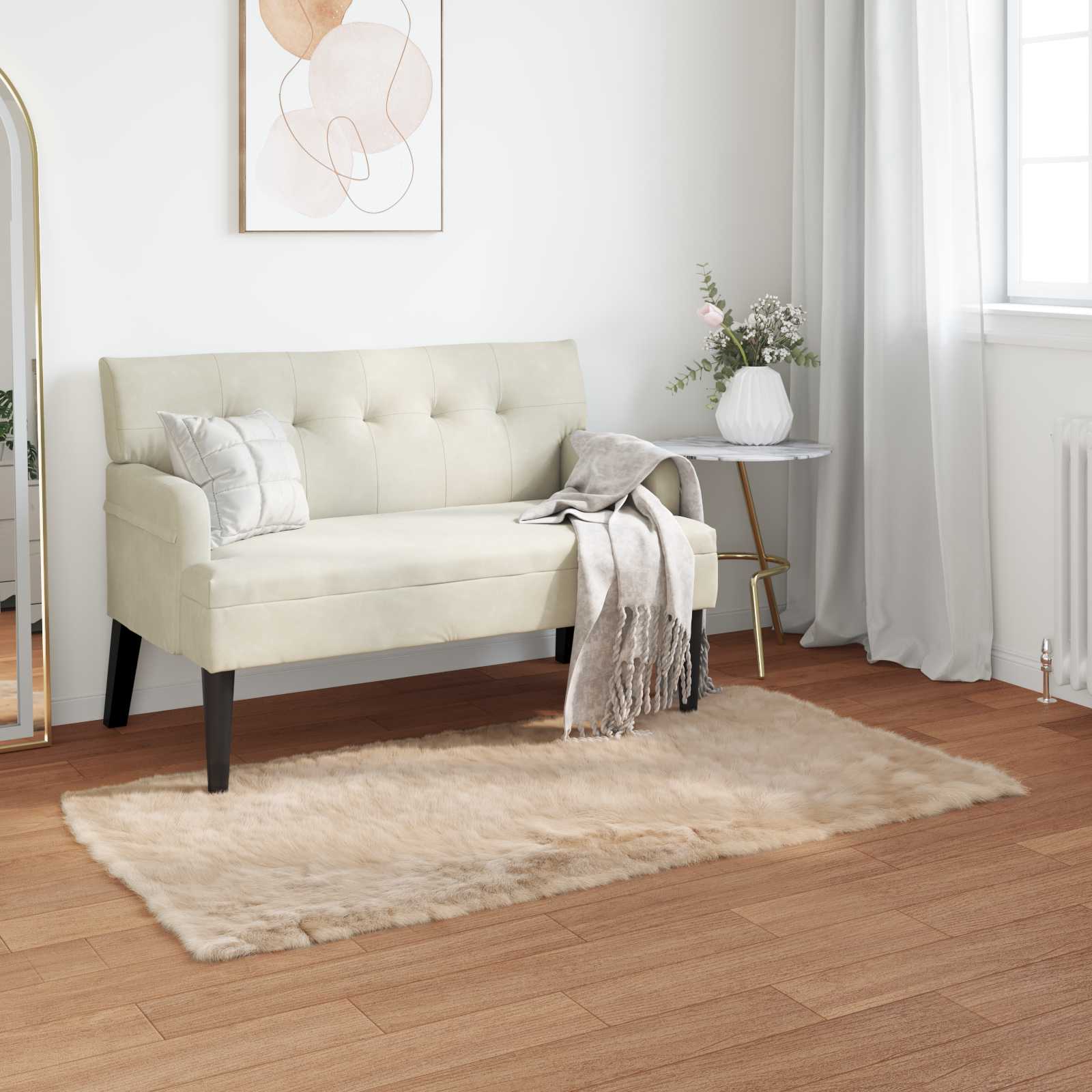 Fuskobbel lammeskindstæppe TAFALLA Beige 80 x 150 cm Polyester billede