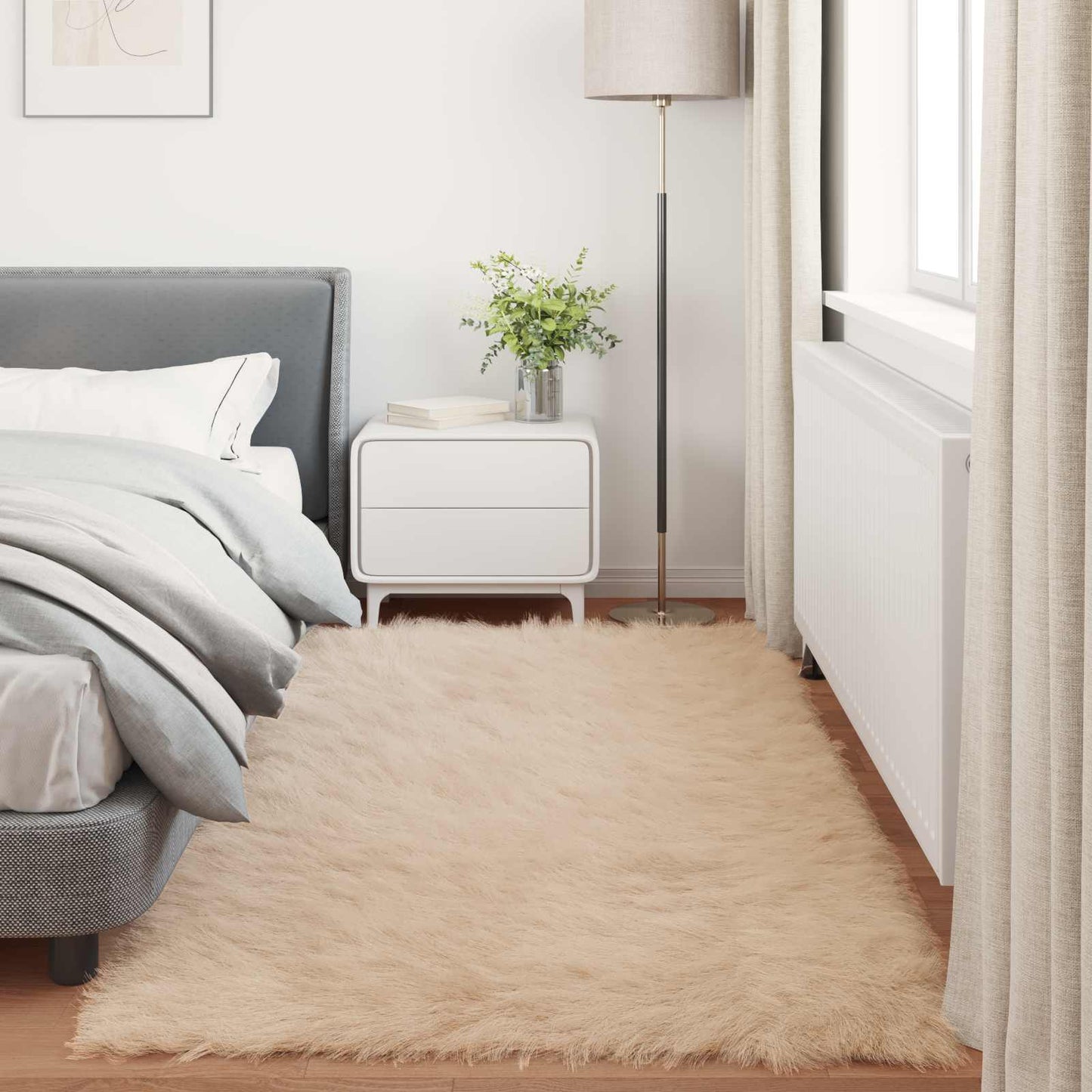 Fuskobbel lammeskindstæppe TAFALLA Beige 100 x 200 cm Polyester