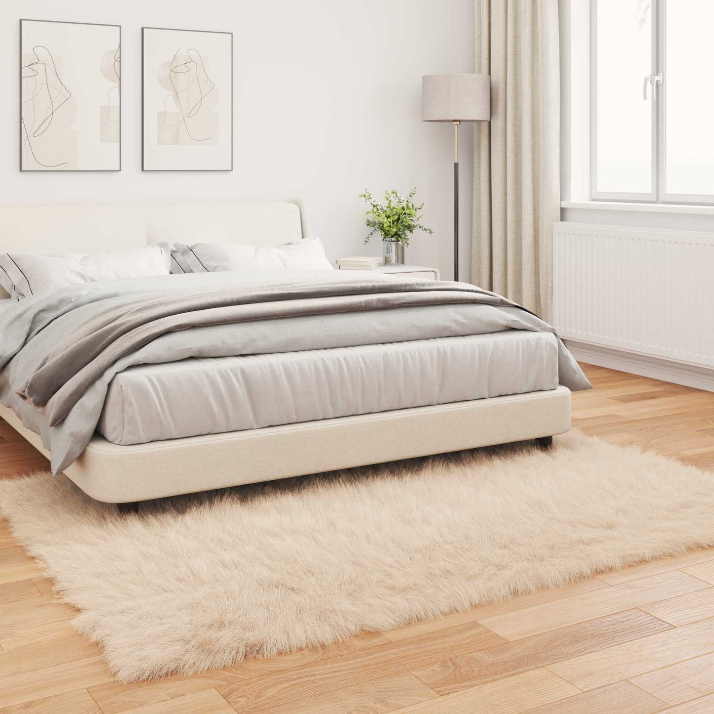 Fuskobbel lammeskindstæppe TAFALLA Beige 160 x 230 cm Polyester