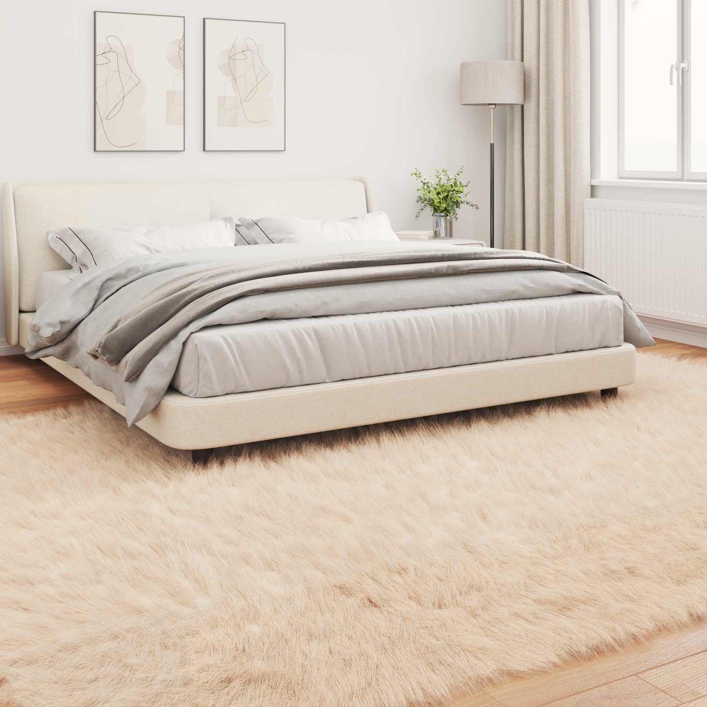 Fuskobbel lammeskindstæppe TAFALLA Beige 240 x 340 cm Polyester