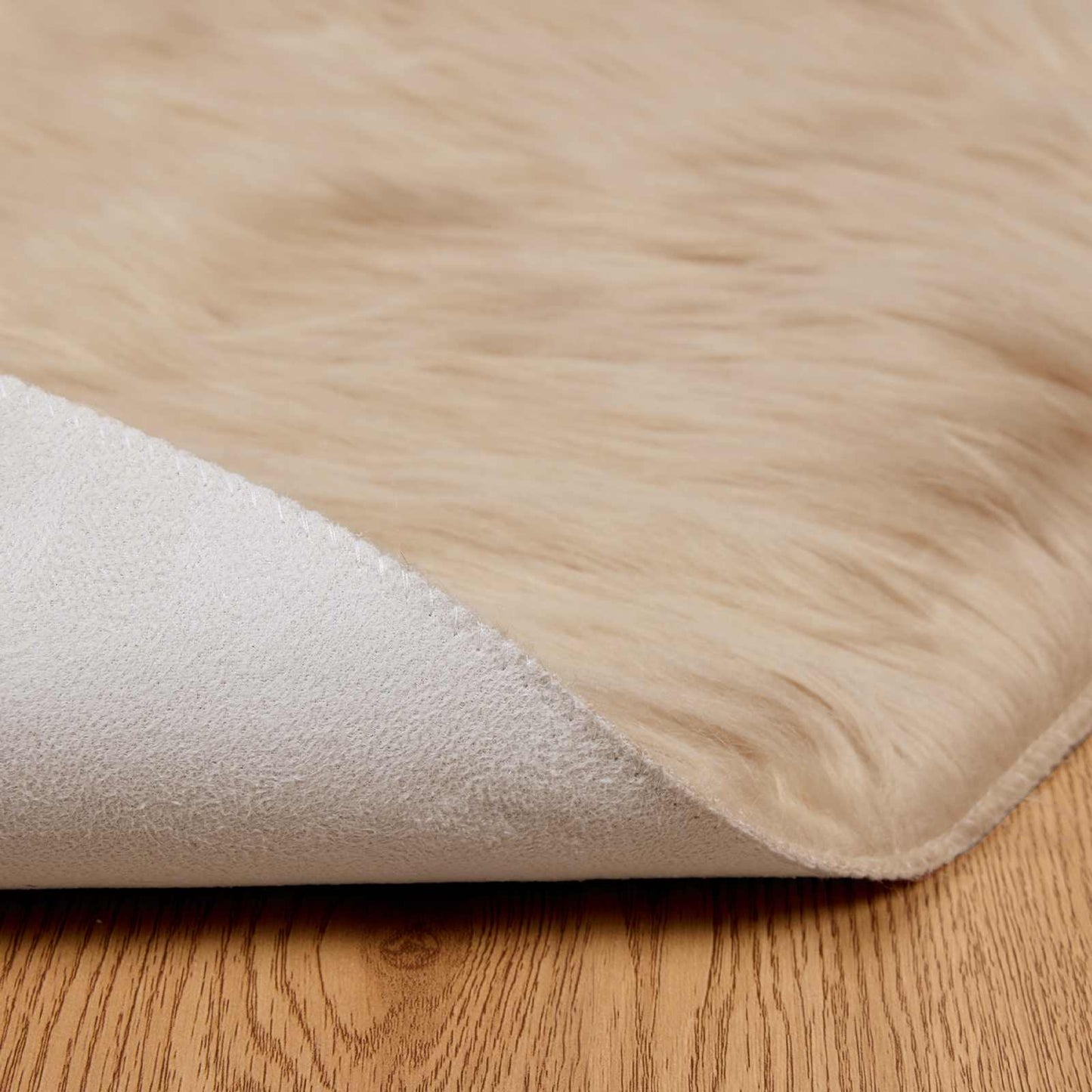Fuskobbel lammeskindstæppe TAFALLA Beige Ø 80 cm Polyester
