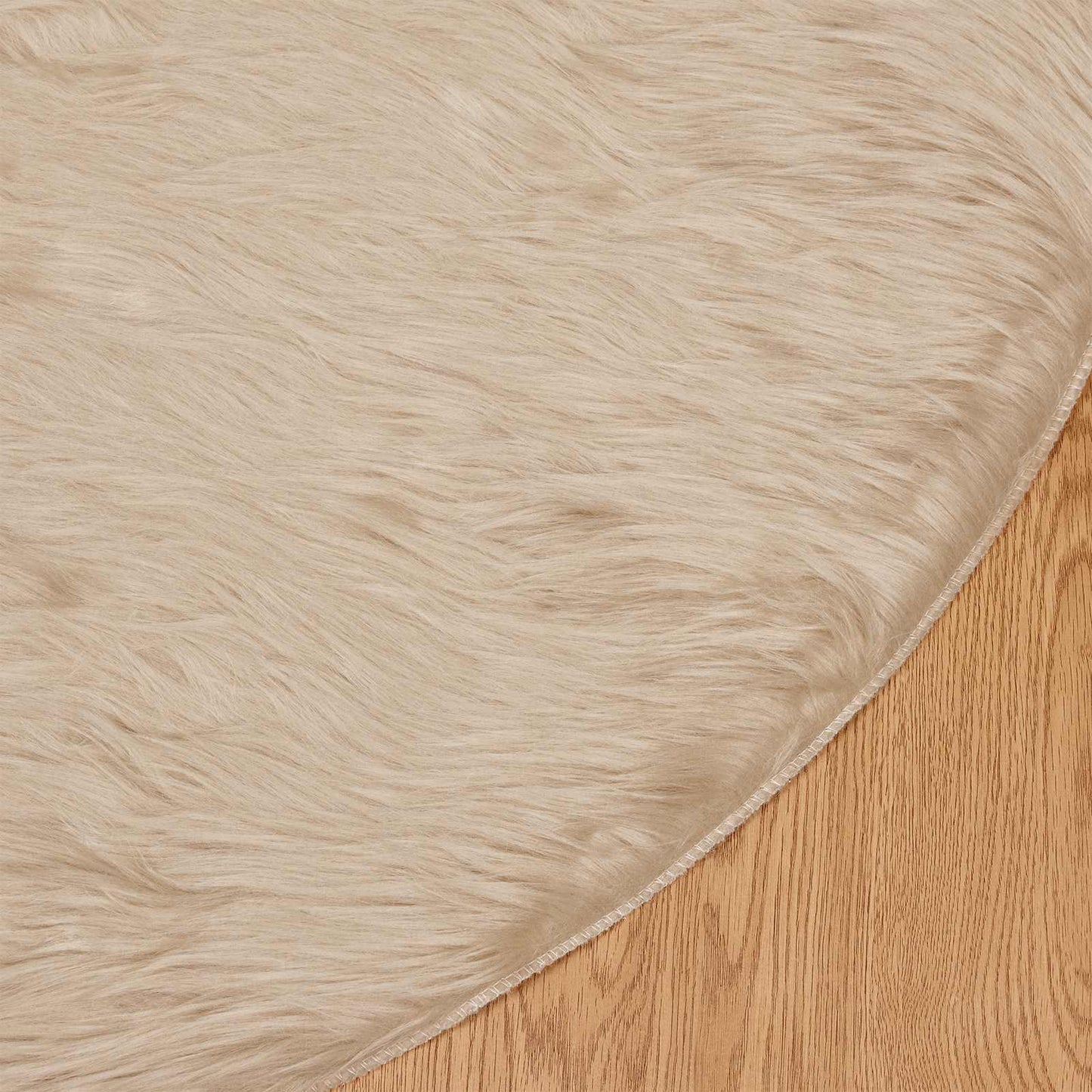 Fuskobbel lammeskindstæppe TAFALLA Beige Ø 160 cm Polyester