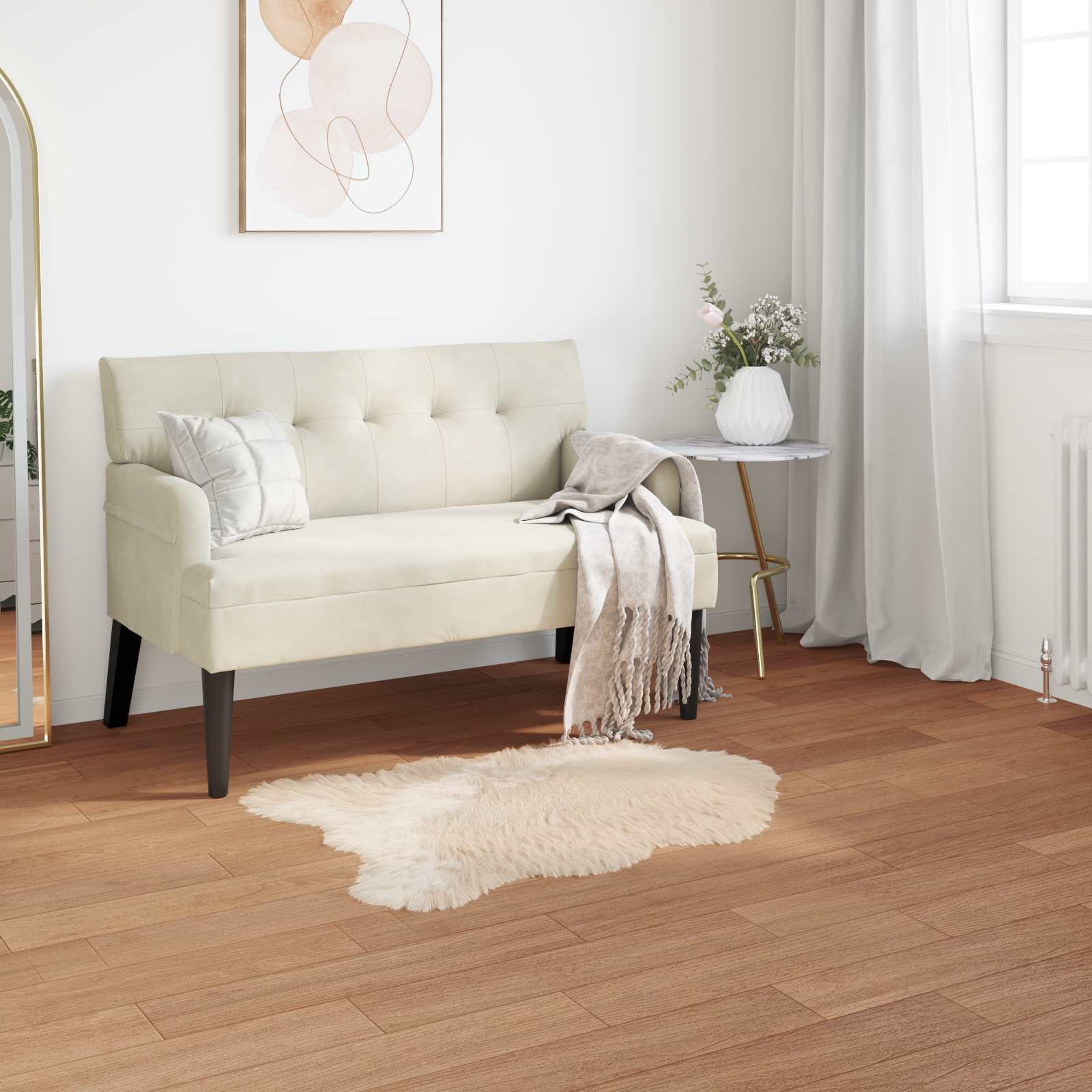 Fuskobbel lammeskindstæppe TAFALLA Beige 50 x 80 cm Polyester billede