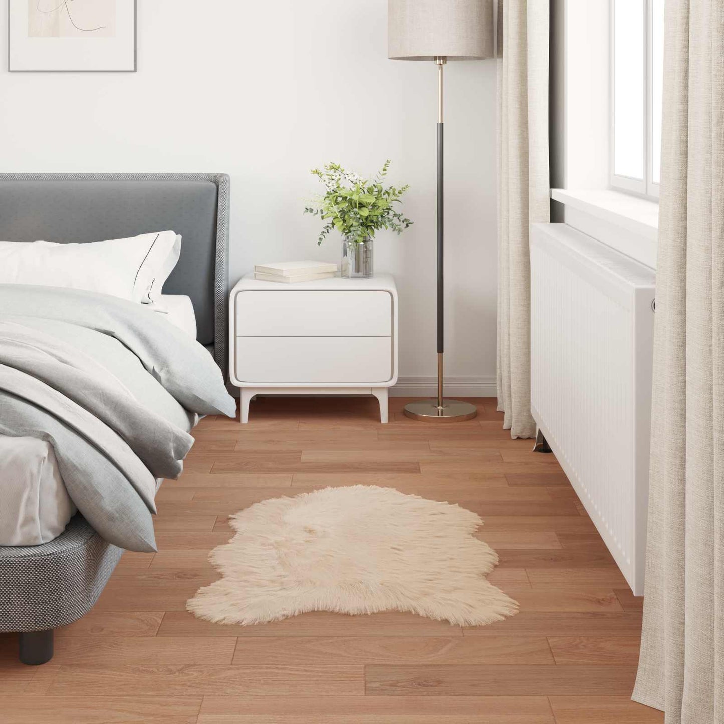 Fuskobbel lammeskindstæppe TAFALLA Beige 80 x 120 cm Polyester