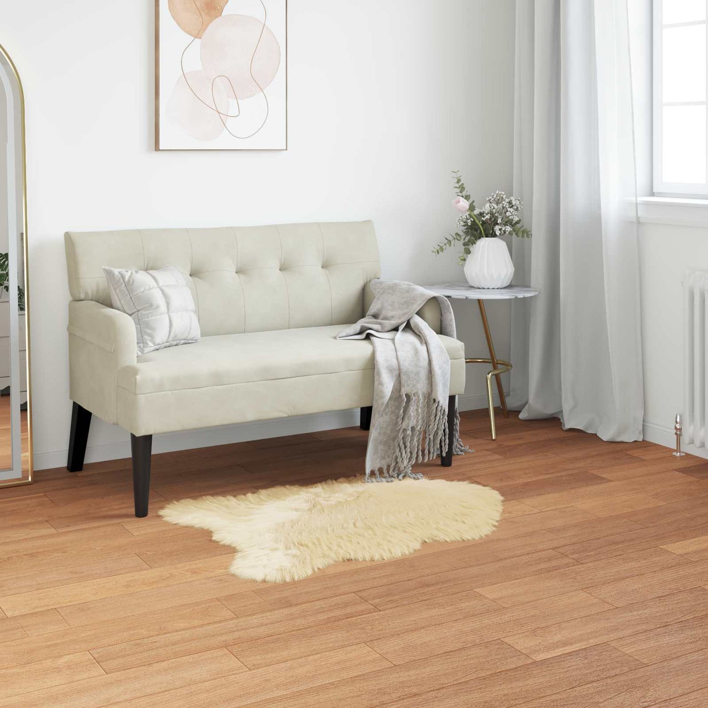 Fuskobbel lammeskindstæppe TAFALLA Cremefarvet 80 x 120 cm