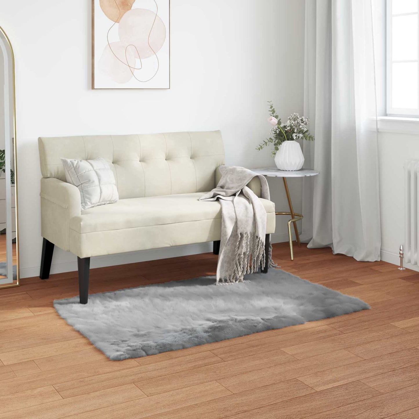 Fuskobbel lammeskindstæppe TAFALLA Grå 60 x 110 cm Polyester