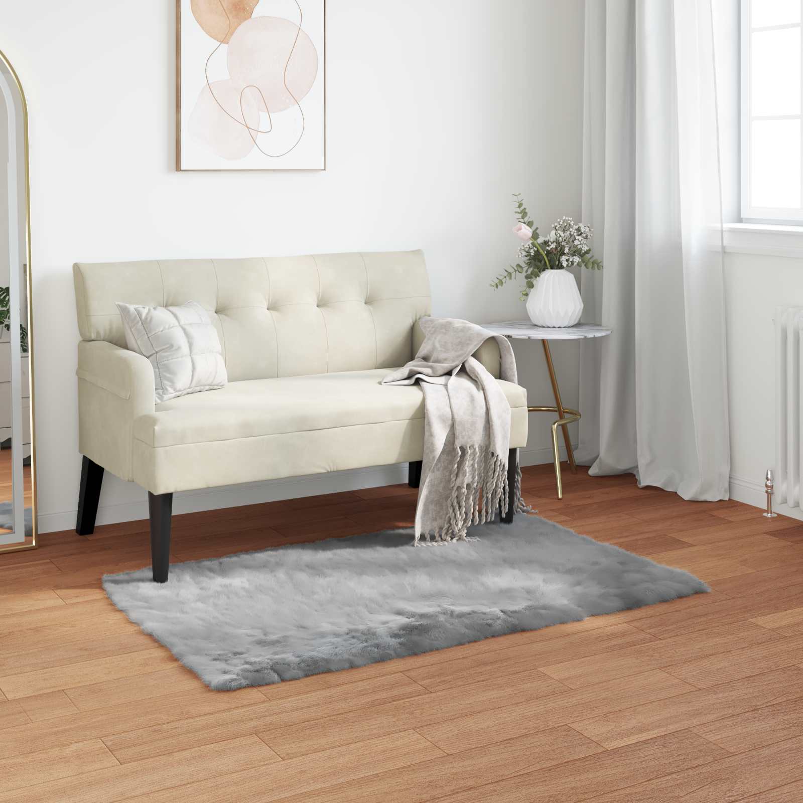 Fuskobbel lammeskindstæppe TAFALLA Grå 60 x 110 cm Polyester billede